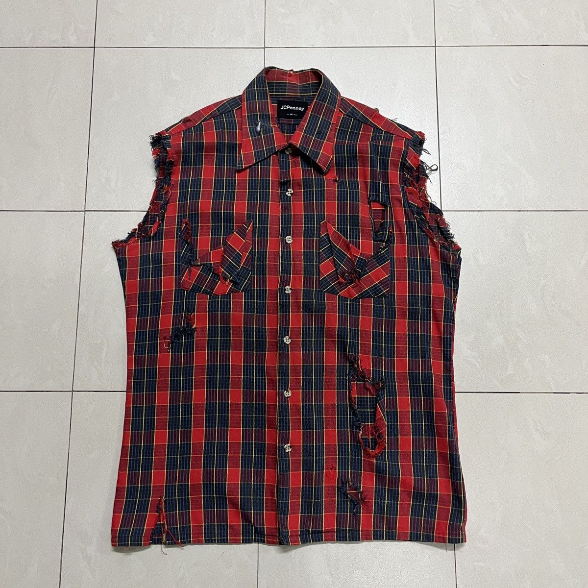 JCPenney Vintage Rare JC Penny Distressed Plaid Shirt Size US M / EU 48-50 / 2 - 2 Thumbnail