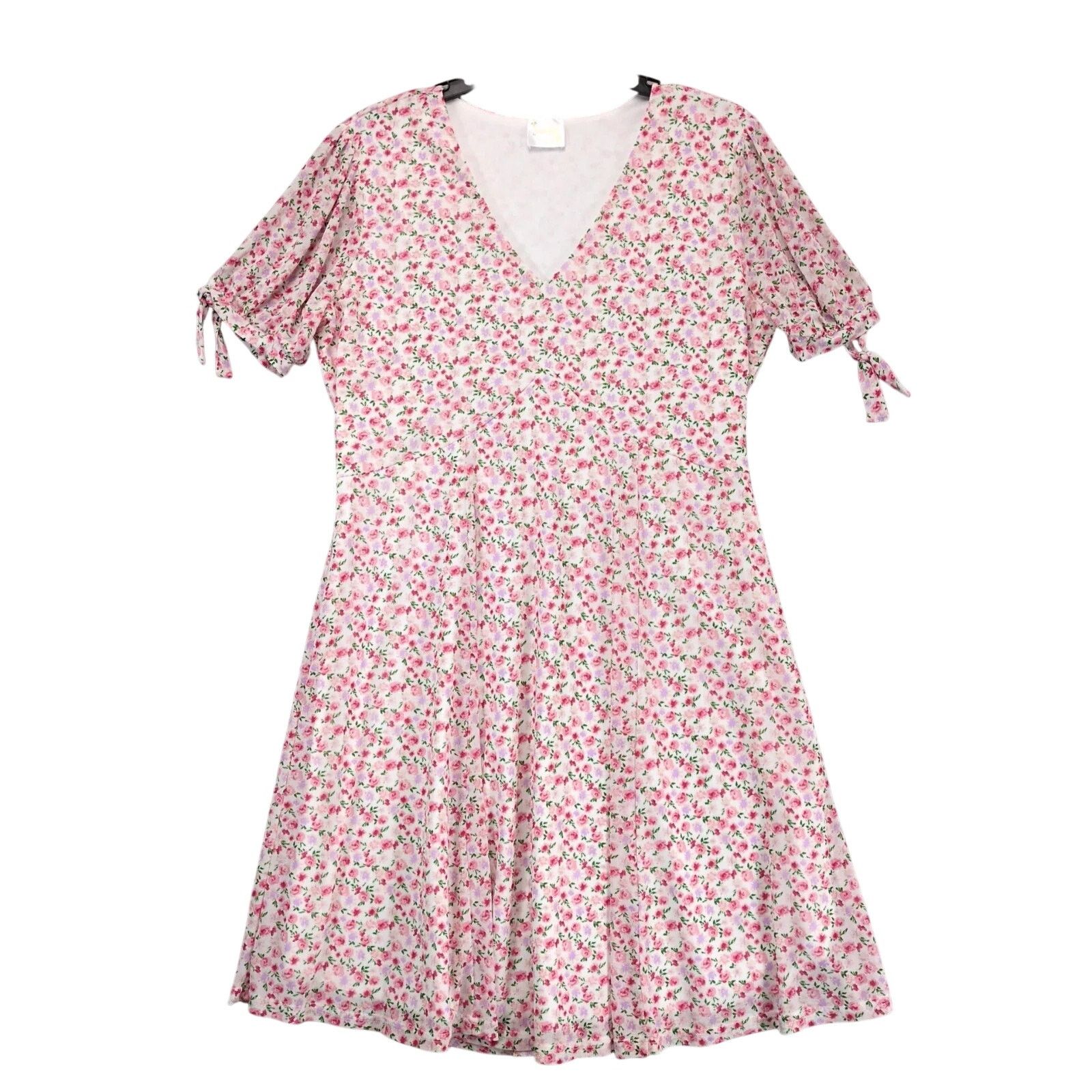 Other Siren Lily White Pink Floral Babydoll Dress Sz L Knee-Length Size L / US 10 / IT 46 - 1 Thumbnail