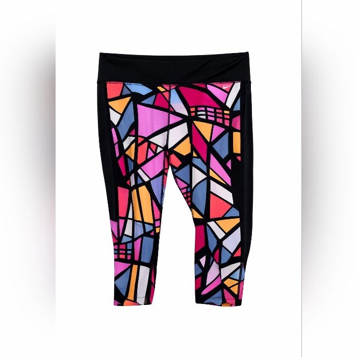 Nike Nike Geometric Multicolor Print Leggings Size L Size 32" / US 10 / IT 46 - 1 Thumbnail