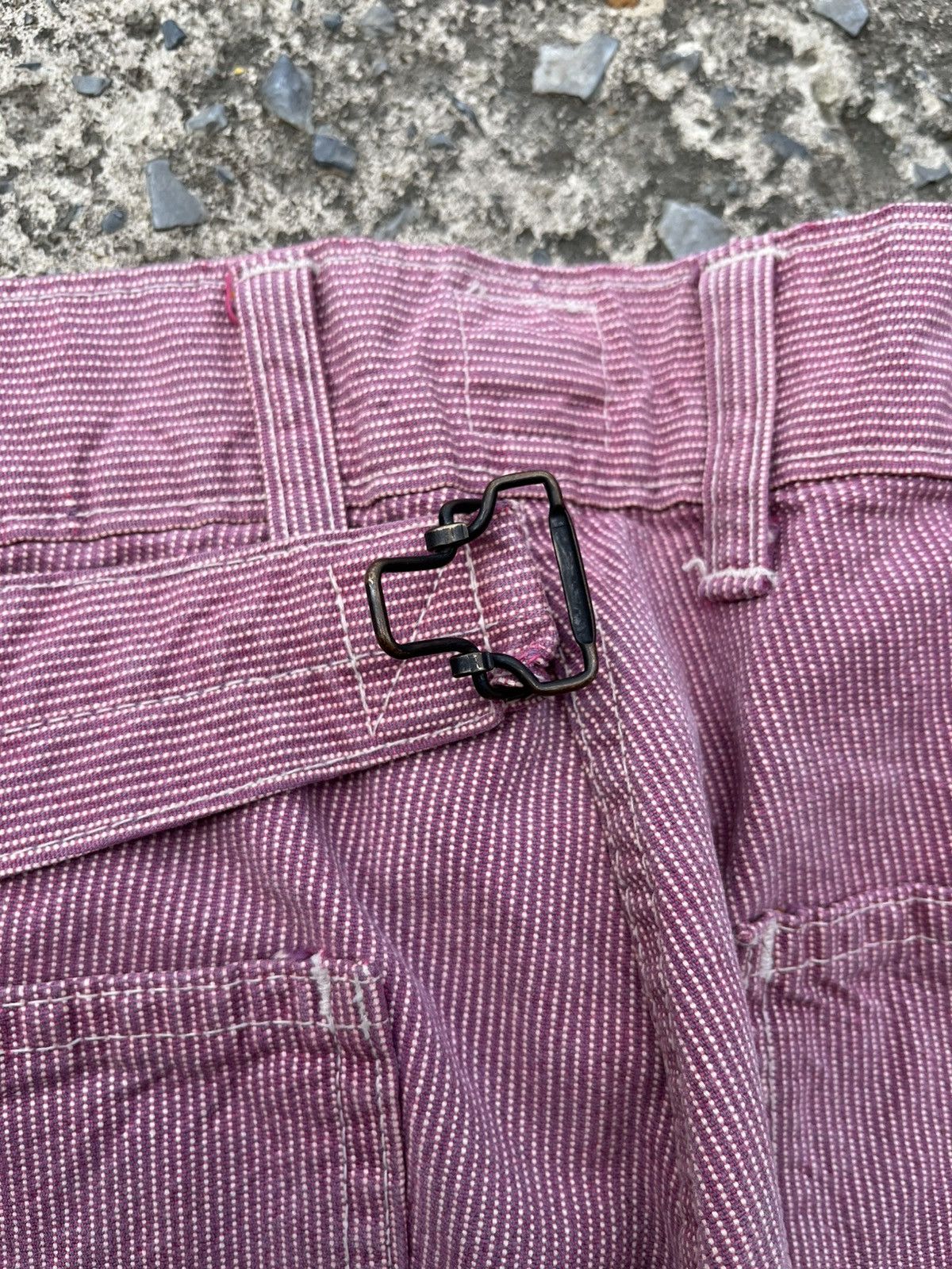 Japanese Brand 💥BLUE WAY TROUSERS VTG WORKWEAR HICKORY BELT CARPENTER PANT Size US 33 - 12 Thumbnail