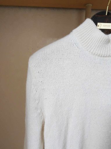 Tom Ford o1sm1stk0824 Cashmere Wool Mockneck Knit Sweater in Cream Size US L / EU 52-54 / 3 - 3 Thumbnail