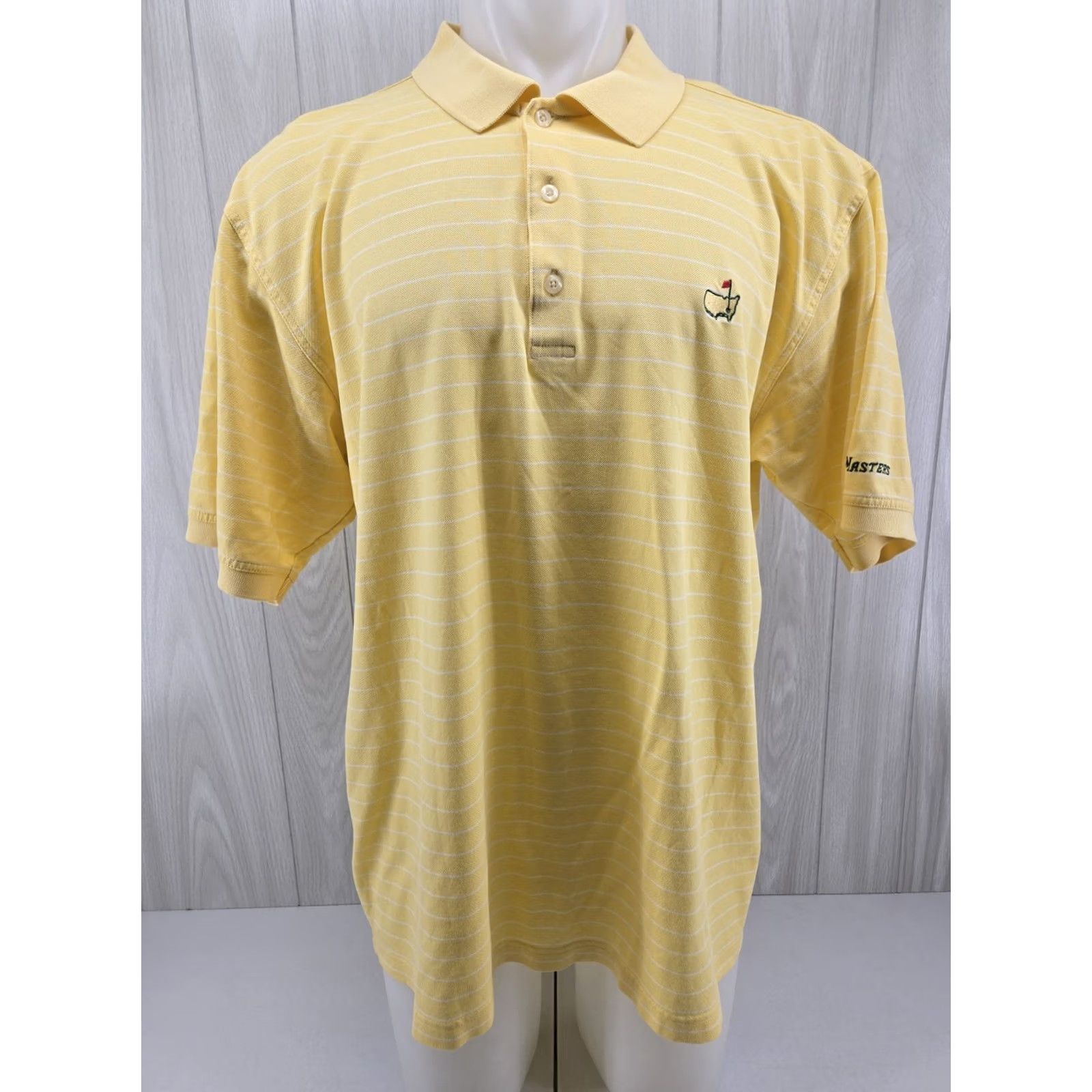 Vintage VINTAGE Masters Collection Polo Shirt Mens XL Striped 100% Cotton Yellow Shirt Polo Mens XL Striped 100% Cotton Masters Collection Size US XL / EU 56 / 4 - 2 Thumbnail