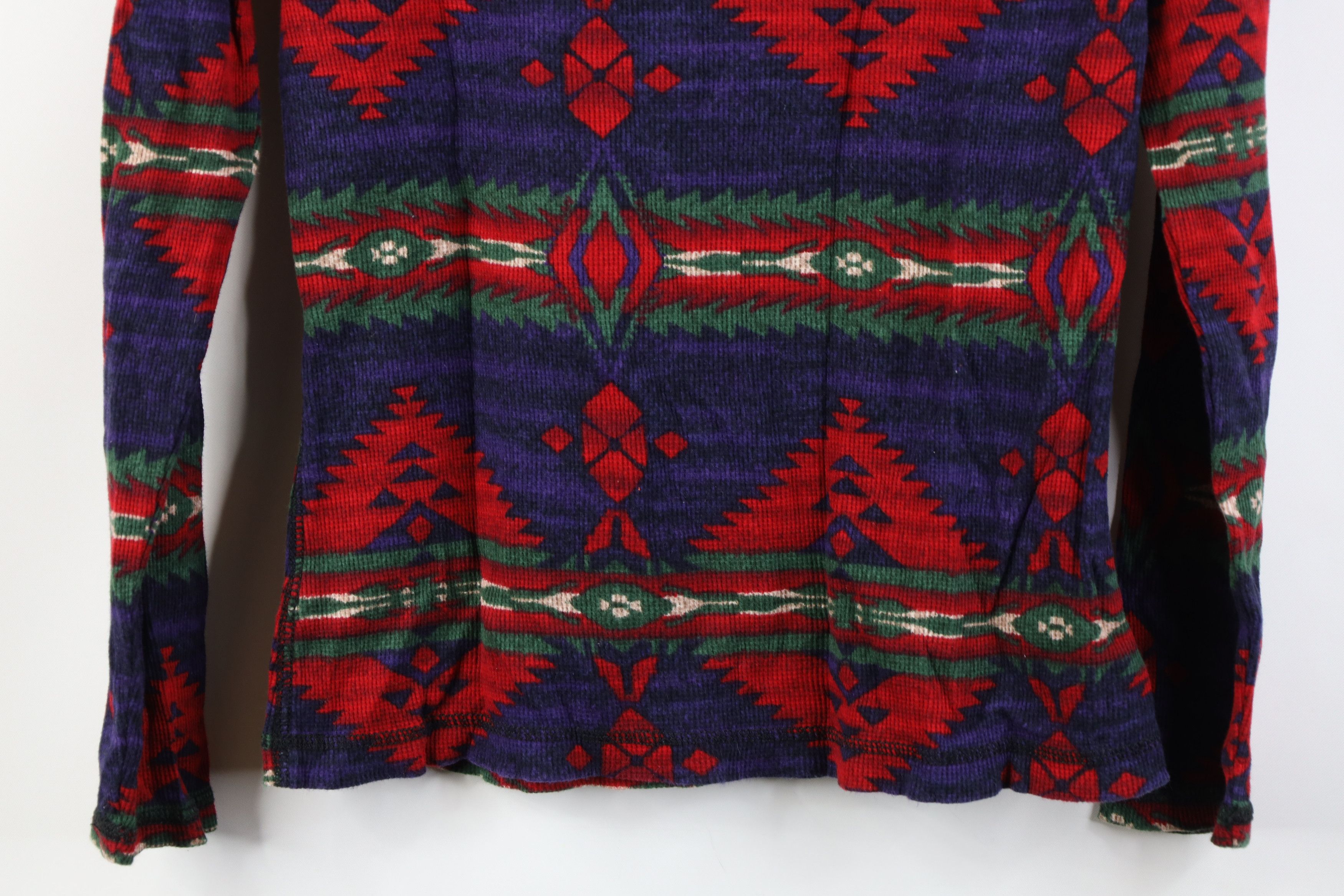 Chaps Vintage Y2K Chaps Southwestern Aztec Thermal Henley T-Shirt Size S / US 4 / IT 40 - 11 Thumbnail