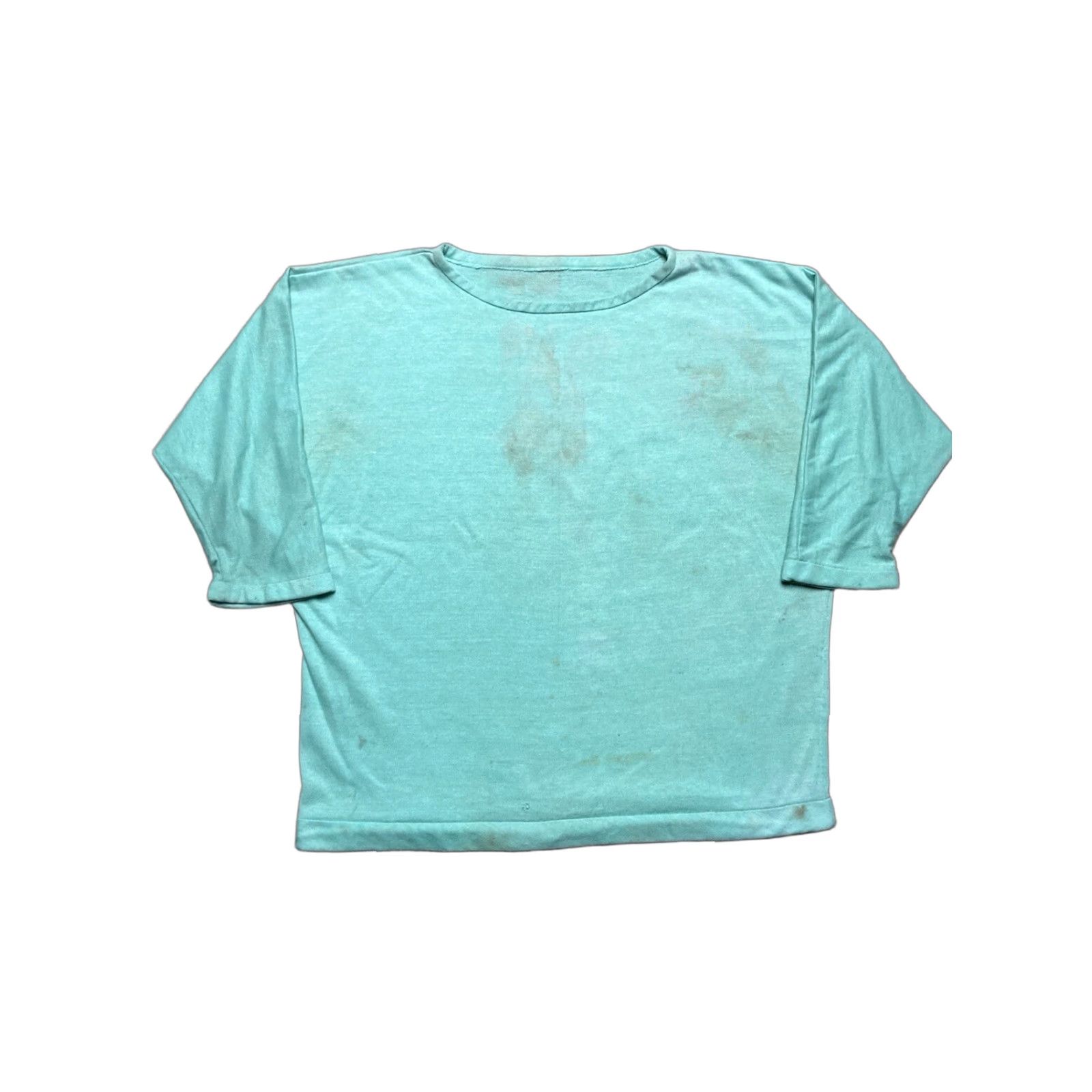 Vintage VINTAGE 70s T-Shirt Cotton Light Blue Boxy Half Sleeve XL Men | 70s Theme, Distressed, Soft Thin Size US XL / EU 56 / 4 - 1 Thumbnail