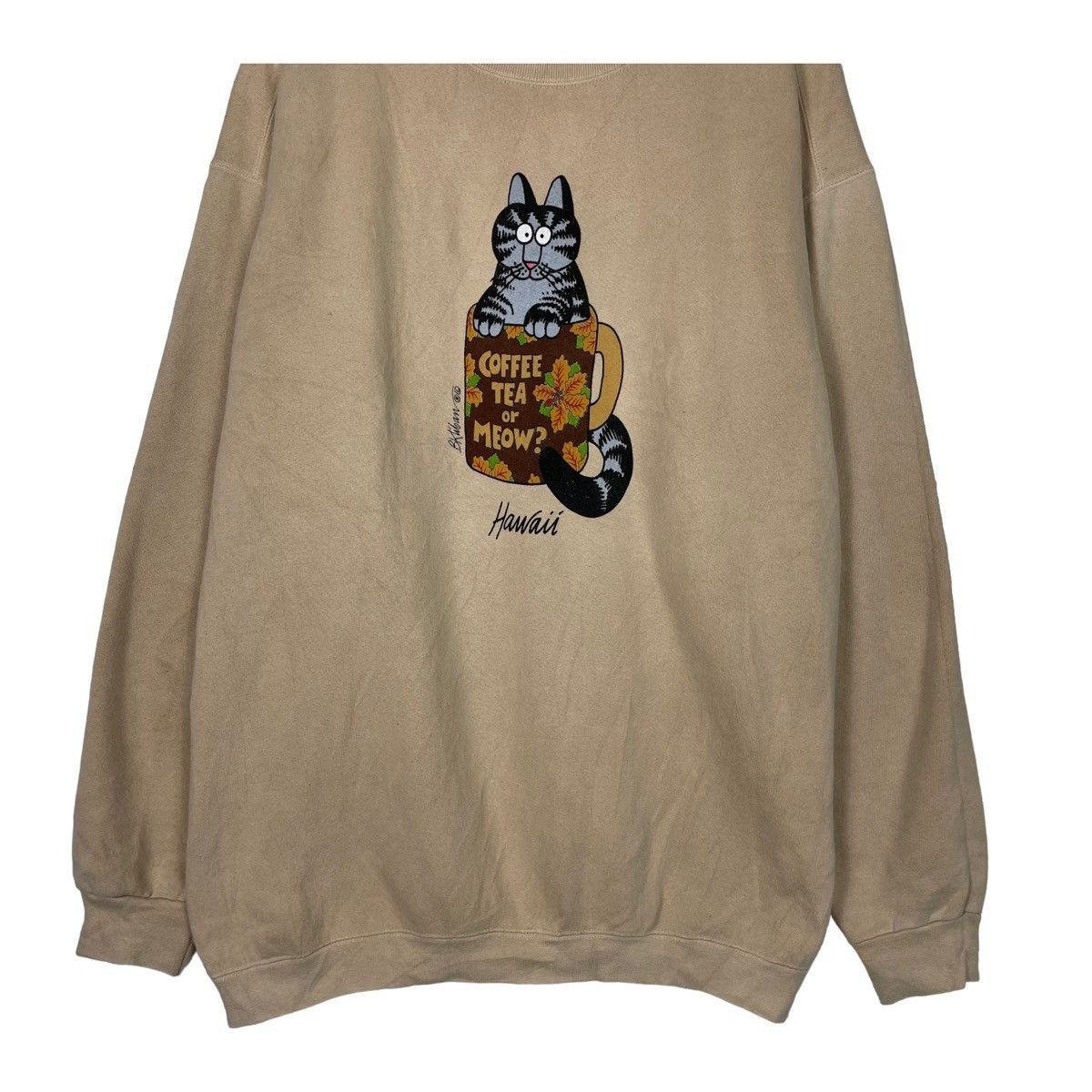 Vintage 💥VTG HAWAII CAT CRAZY SHIRT BEIGE SWEATER Size US L / EU 52-54 / 3 - 5 Thumbnail