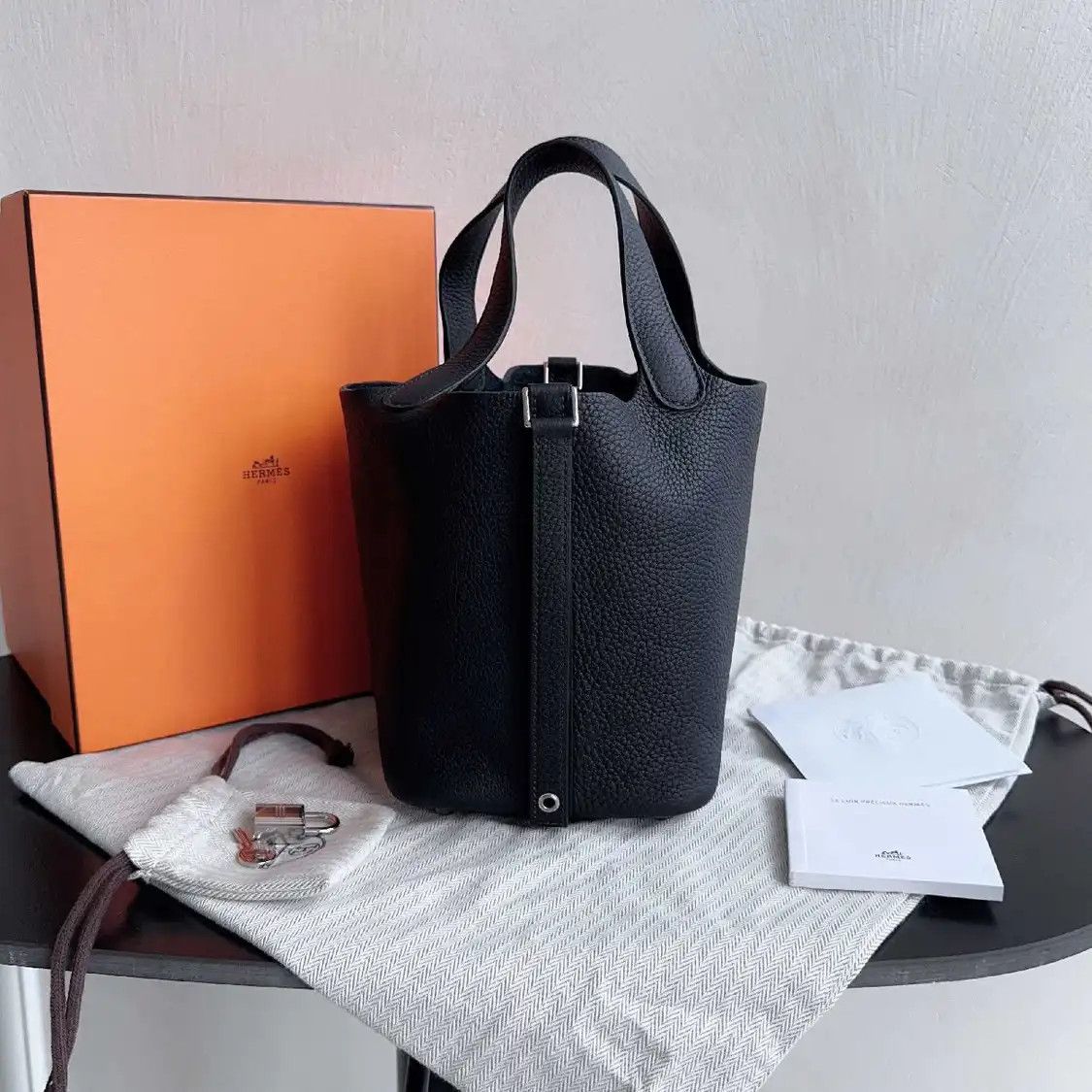 Hermes Hermes Picotin Lock 18 black woolen Clemence cowhide leather handbag silver hard Size ONE SIZE - 1 Thumbnail