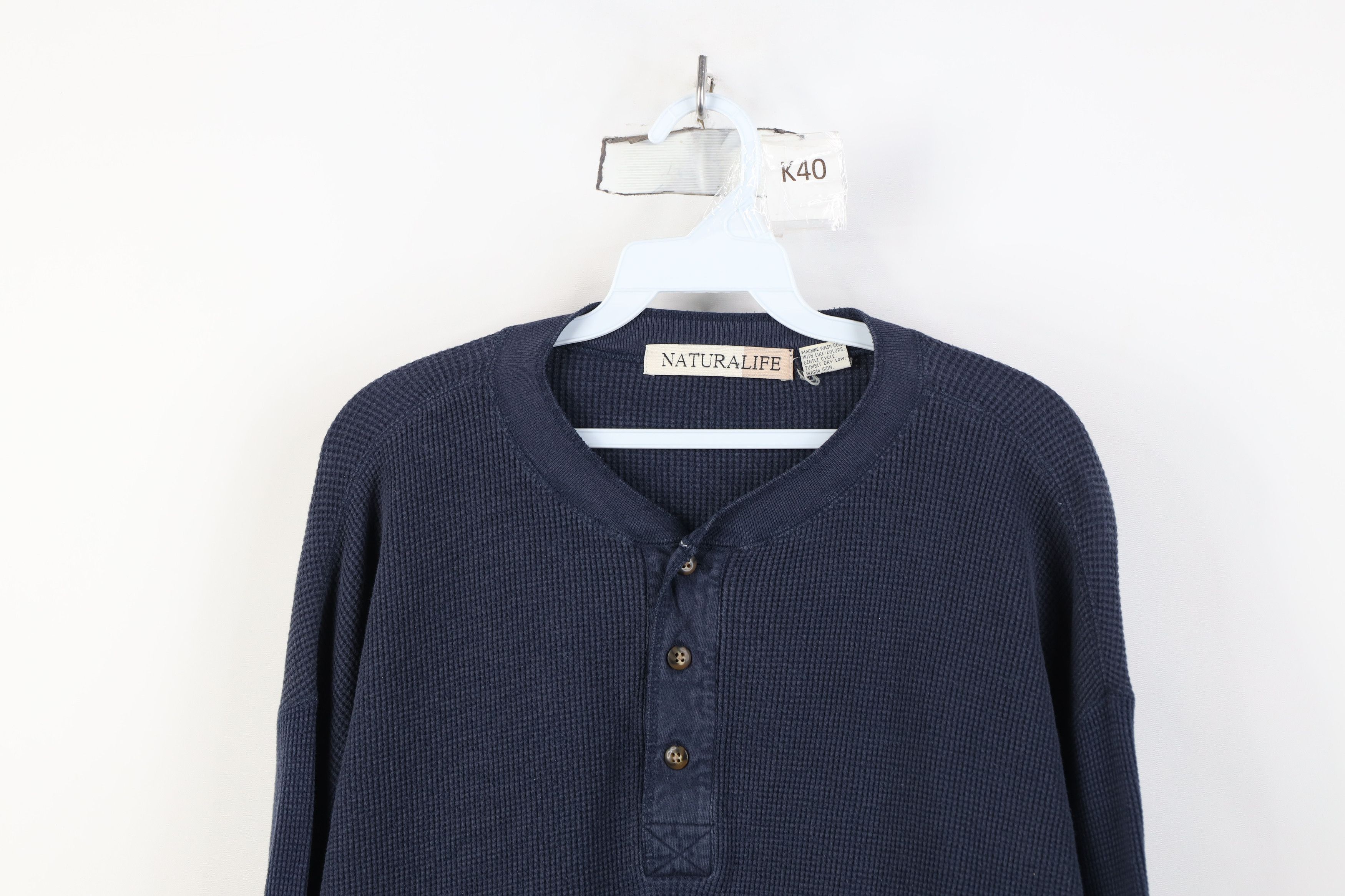 Vintage Vintage 90s Streetwear Knit Long Sleeve Henley T-Shirt Size US XL / EU 56 / 4 - 2 Thumbnail
