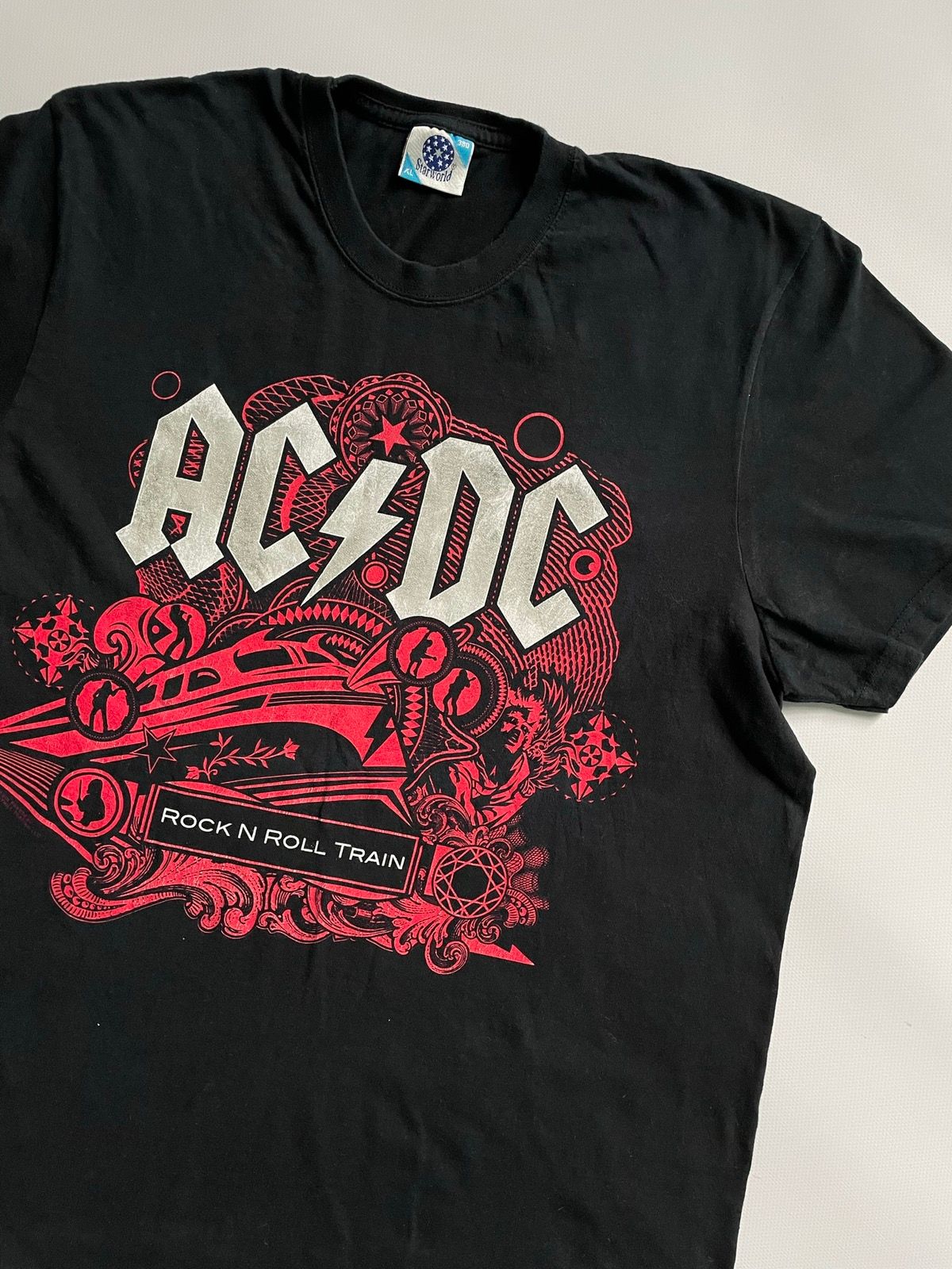 Pre-owned Acdc X Band Tees Ac/dc 2009 Black Ice World Tour “rock N Roll Train”