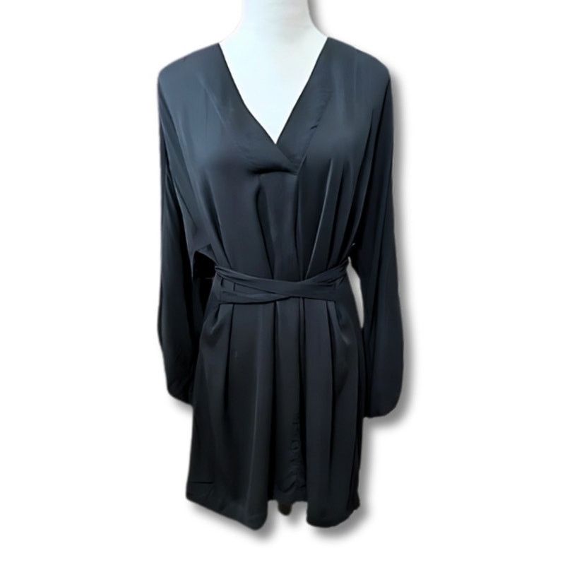 H&M H&M A-Line Dress V Neck Belt Ties Black Women's XS NWOT Size XS / US 0-2 / IT 36-38 - 1 Thumbnail