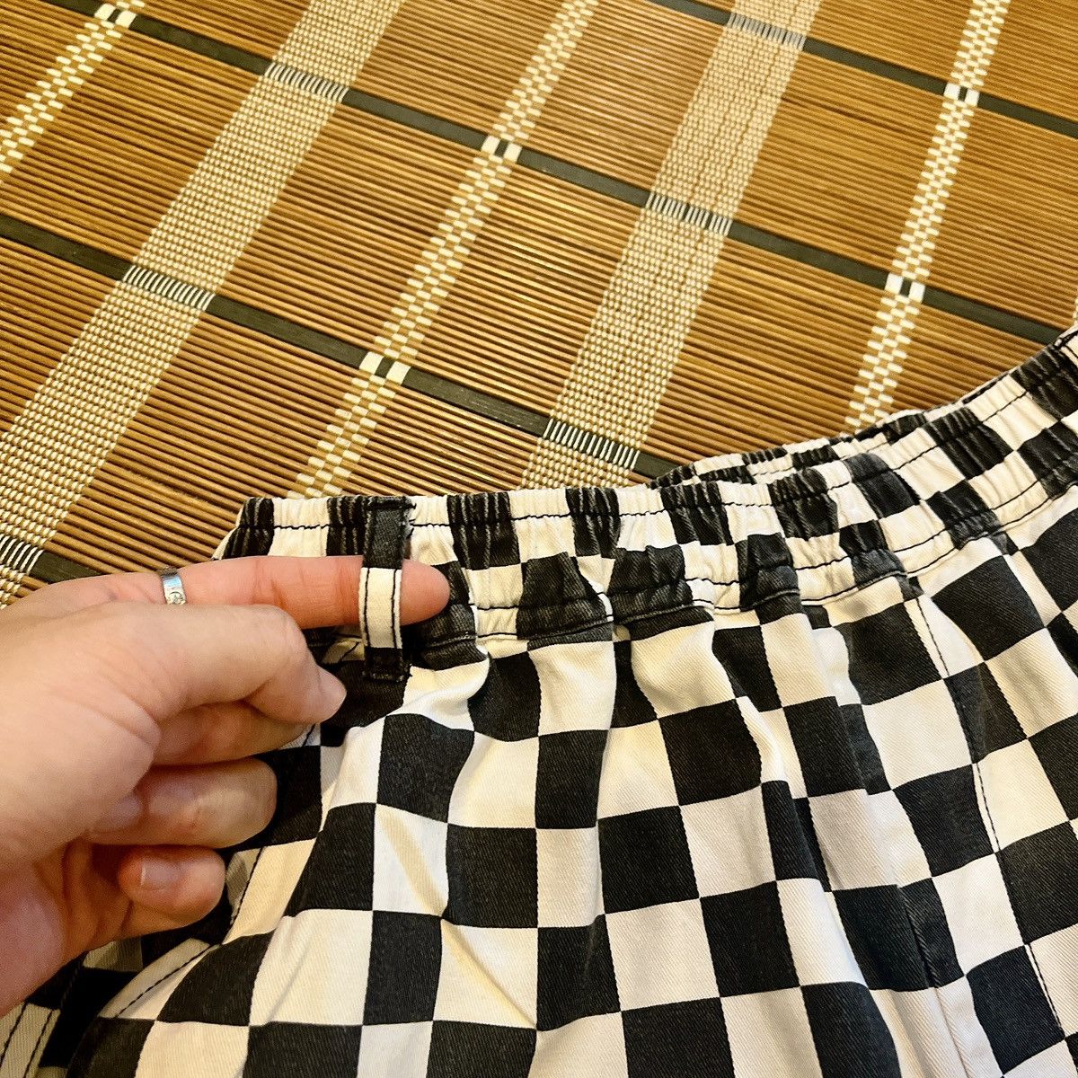 Japanese Brand × Vintage VTG White Checkerboard Pants With Flared Legs Size US 34 / EU 50 - 3 Thumbnail