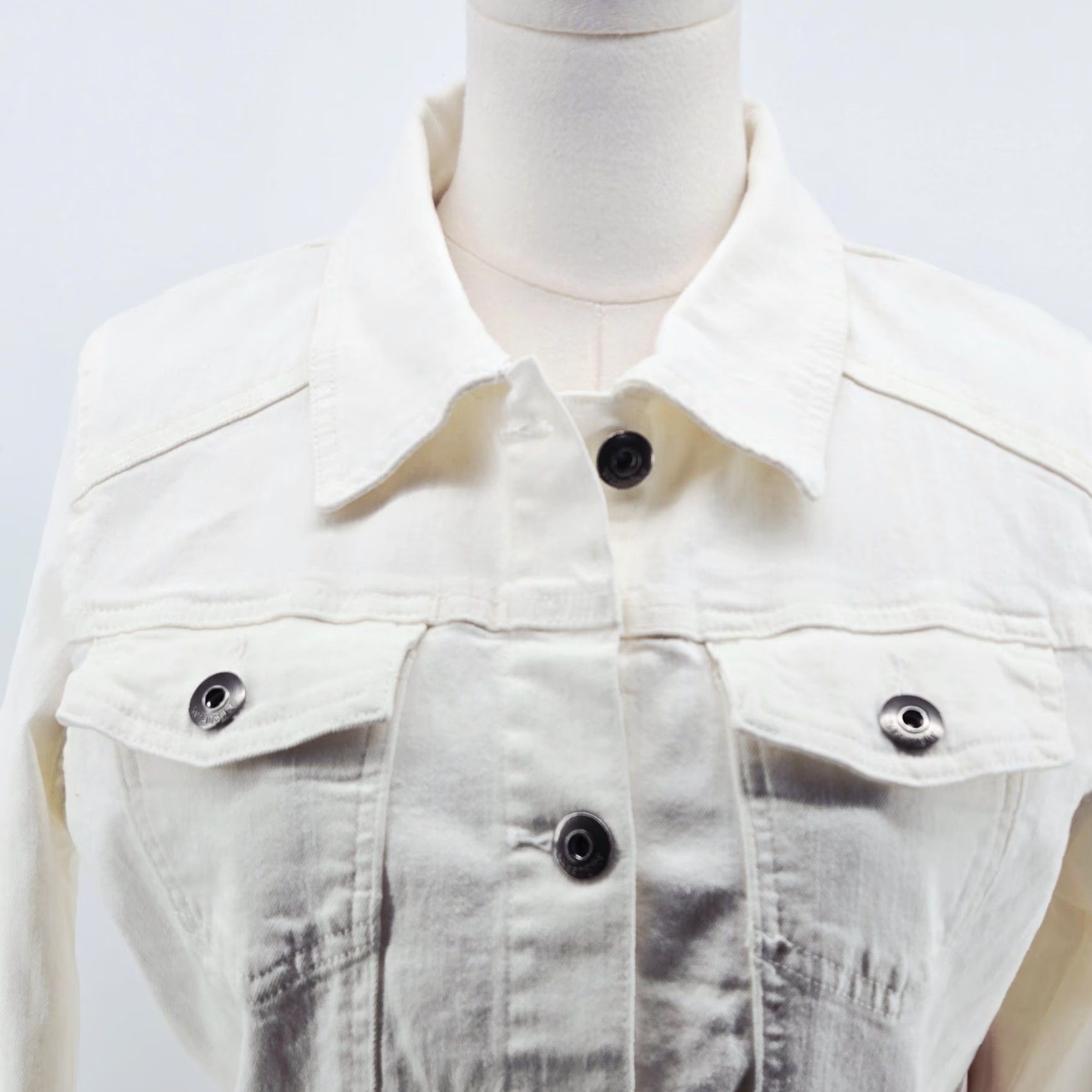 Wrangler Wrangler Jacket Womens M White Denim Cotton Blend Slim Collared Button Size M / US 6-8 / IT 42-44 - 2 Thumbnail