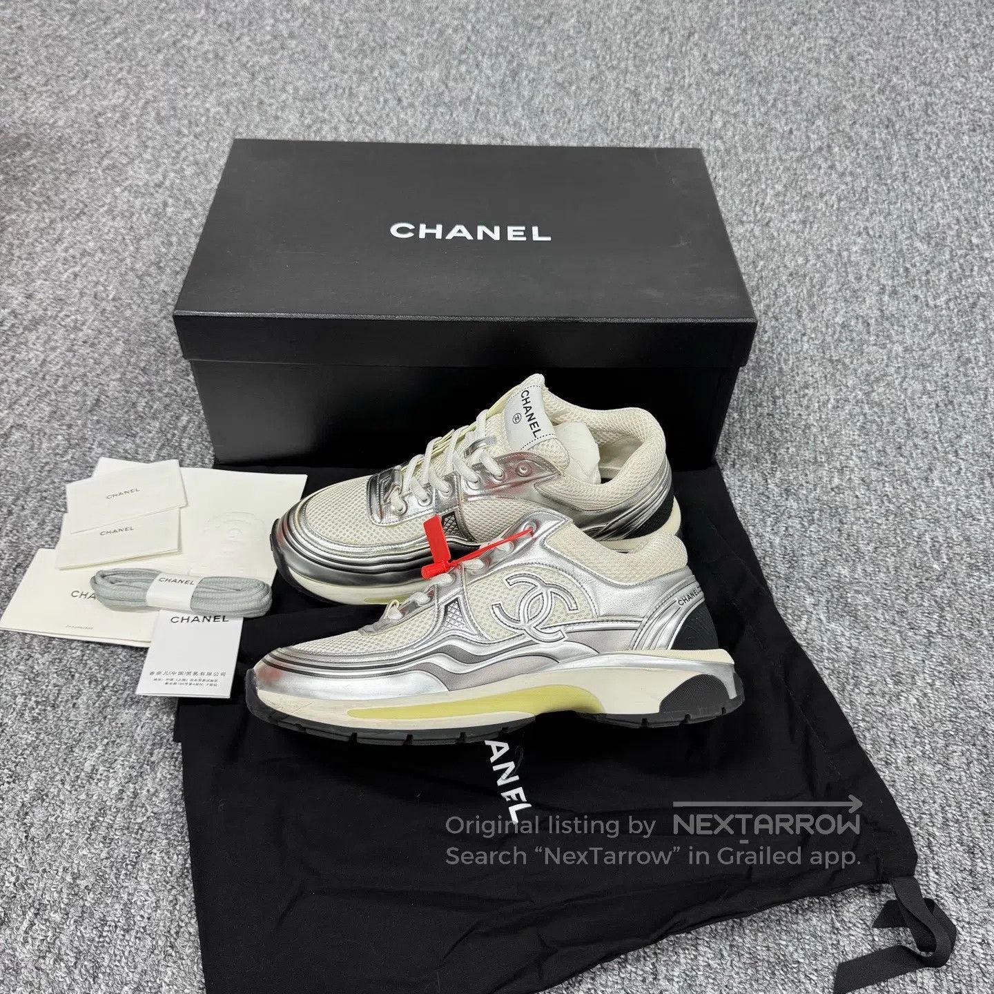 Chanel Chanel Silver Silver King Double C Sports Shoes| Size US 8 / EU 41 - 2 Thumbnail