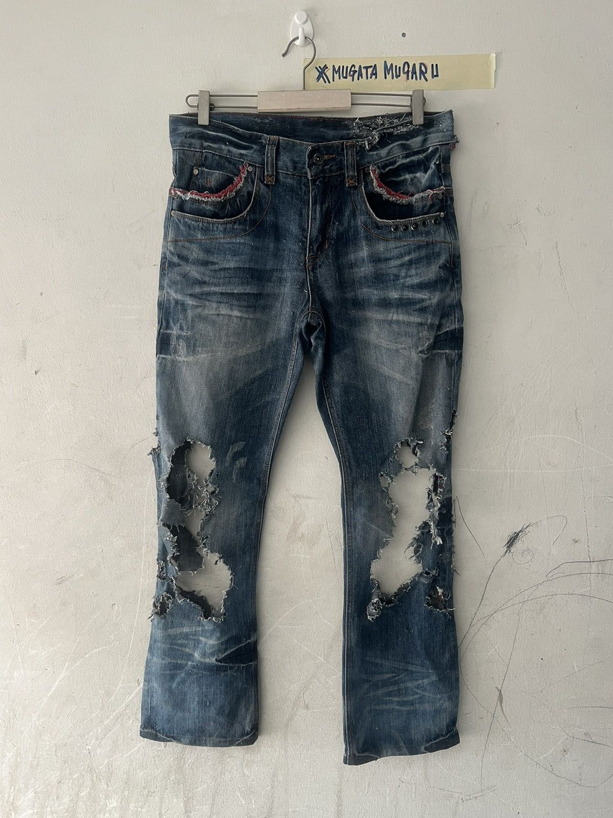 Hysteric Glamour SUPER THRASHED🔥SEMANTIC DESIGN RIPPED DENIM KURT KOBAIN Size US 33 - 1 Thumbnail