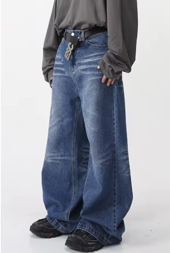 Designer × Vintage Washed Gradient Straight Wide Leg Jeans Pants y2k Size US 28 / EU 44 - 2 Thumbnail