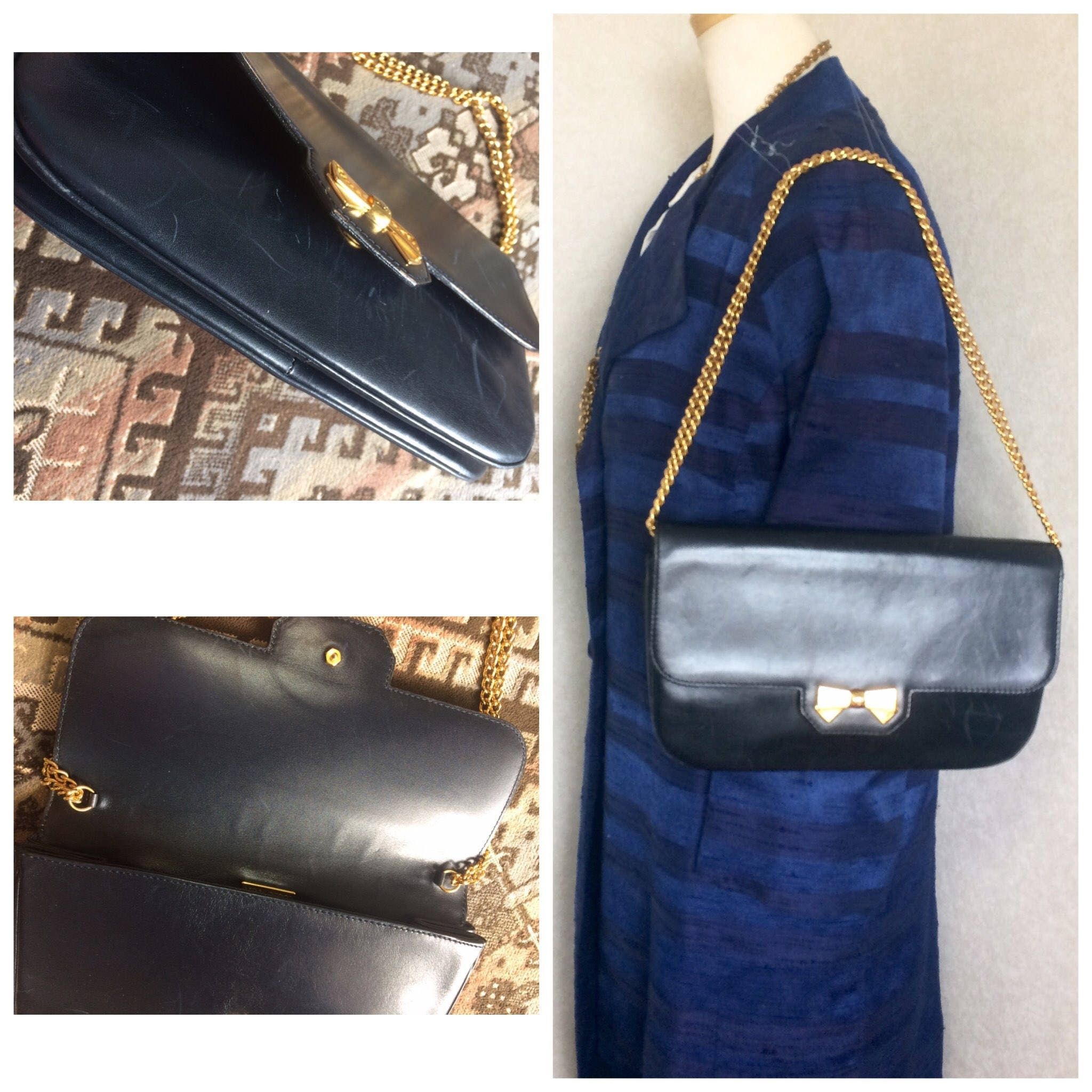 Nina Ricci Vintage Nina Ricci navy leather clutch chain shoulder bag Size ONE SIZE - 5 Thumbnail
