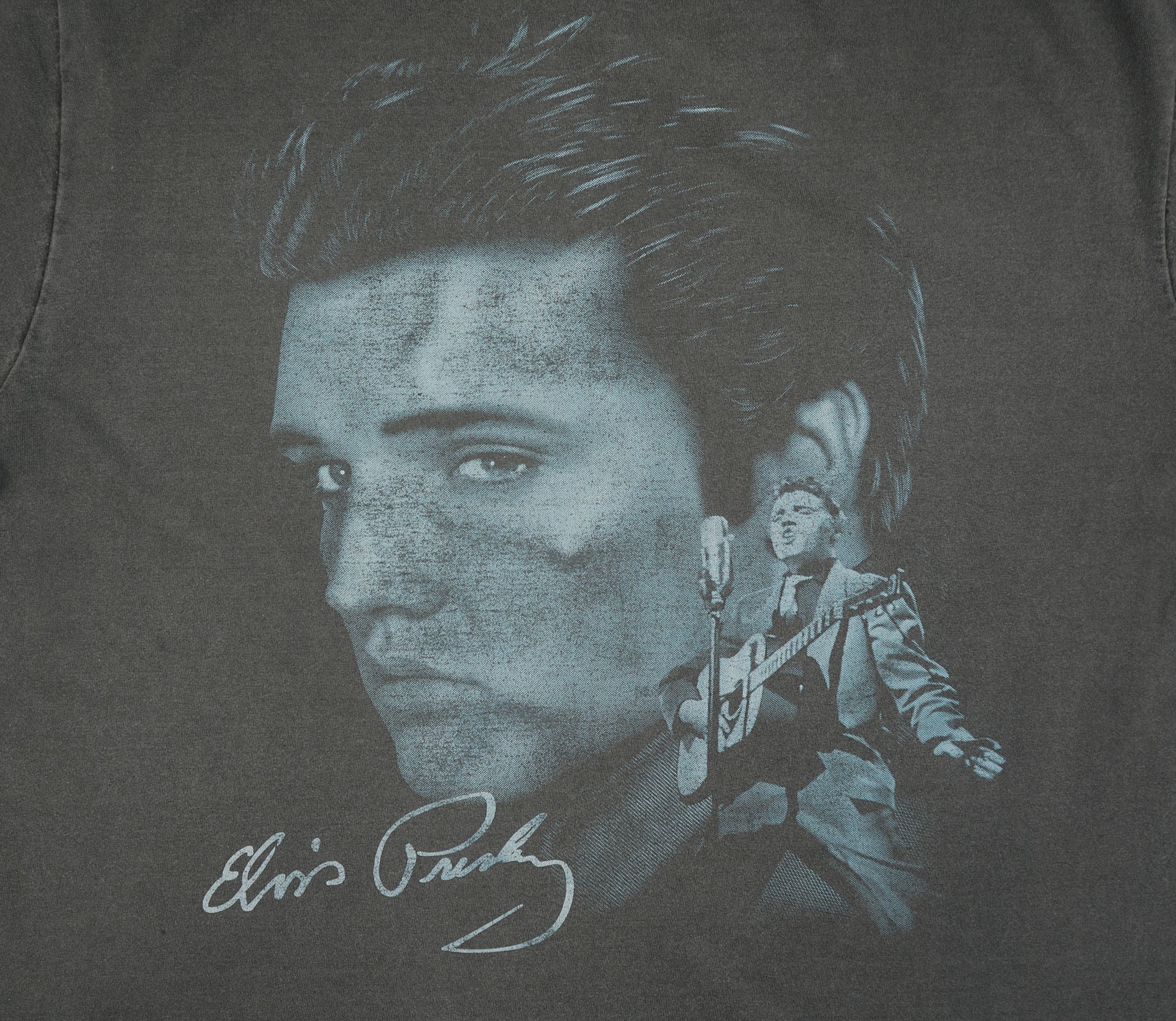 Band Tees × Vintage Vintage 90s Elvis Presley Distressed T-Shirt Size US L / EU 52-54 / 3 - 10 Thumbnail