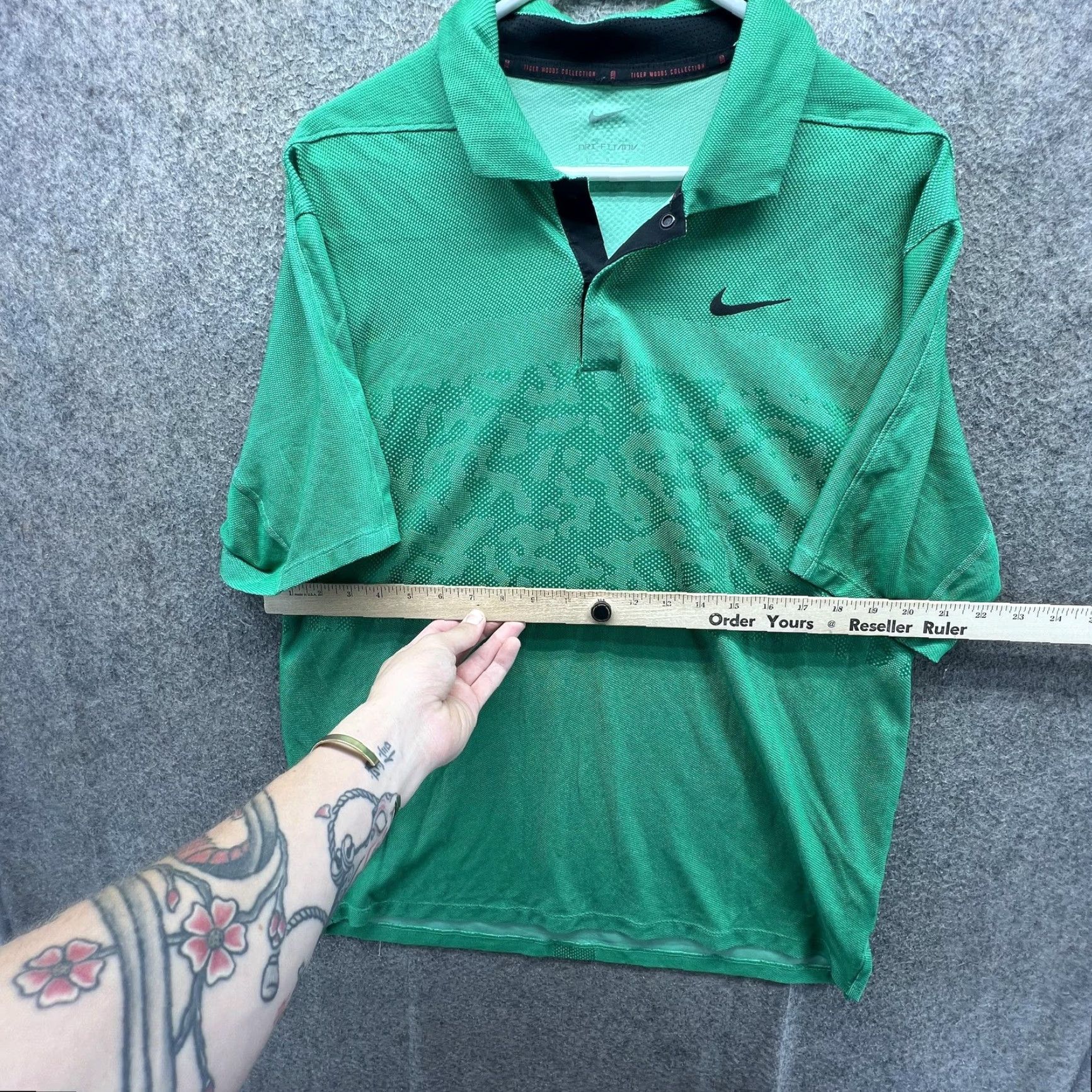 Nike Nike Tiger Woods Collection Polo Shirt Mens Large Green Geometric Dri-Fit Golf Size US L / EU 52-54 / 3 - 5 Thumbnail