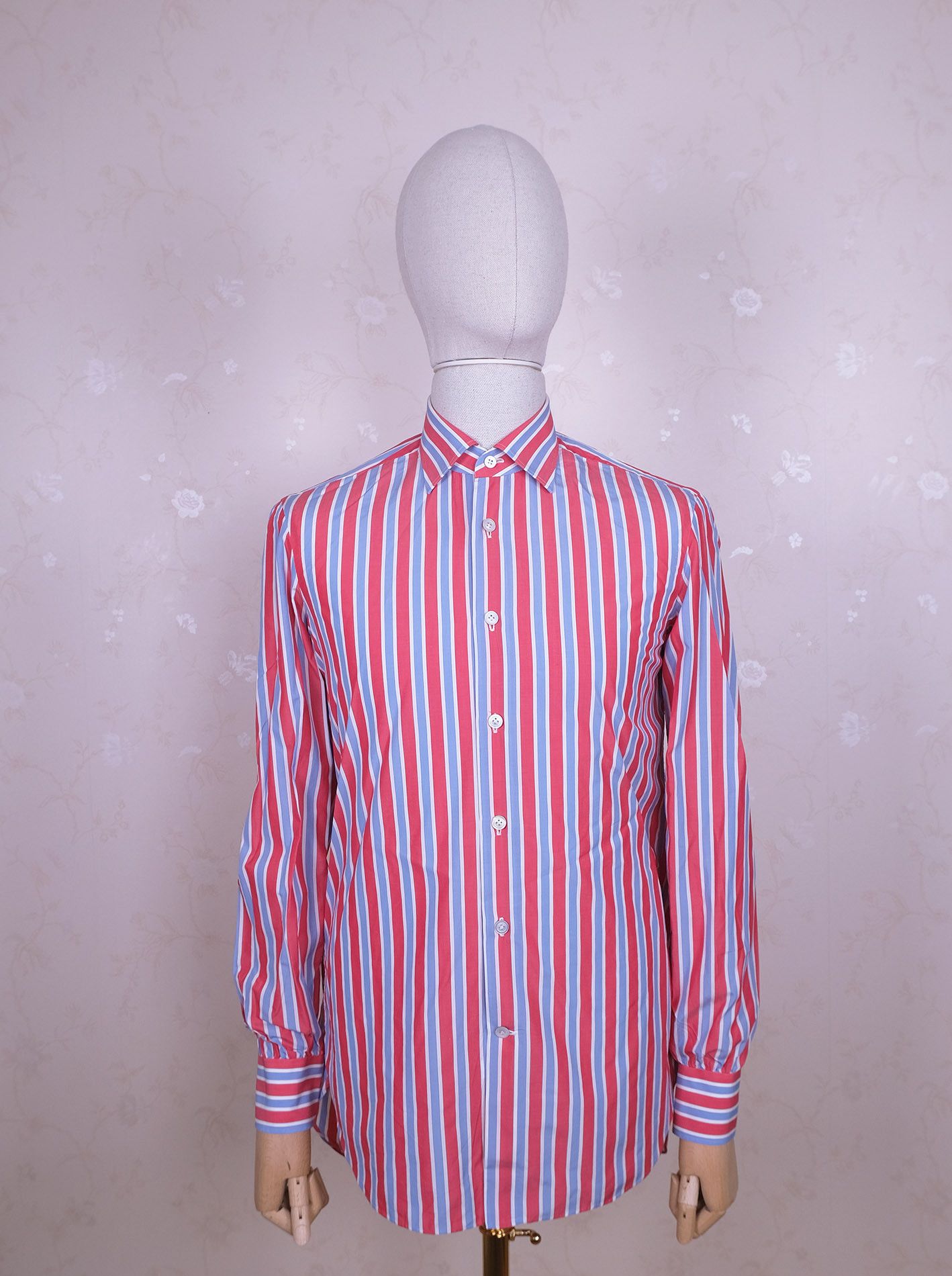 Kiton Kiton, blue-red-white shirt, size 39, hand sewn, RRP 720 e Size US S / EU 44-46 / 1 - 1 Thumbnail