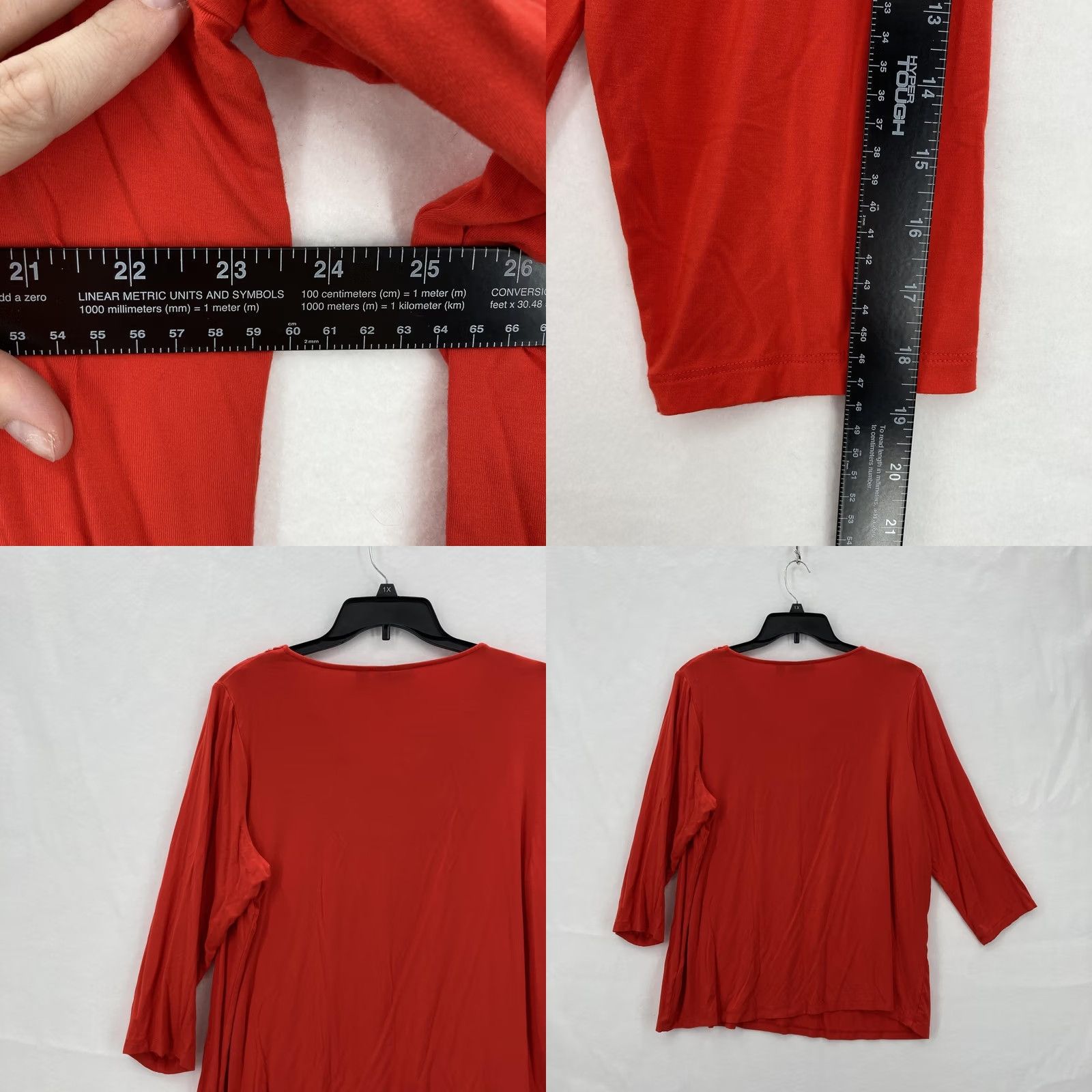 Vintage Susan Graver Shirt Womens 1X Red Crochet Trim 3/4 Sleeve Boho Pullover Top Size XL / US 12-14 / IT 48-50 - 8 Thumbnail