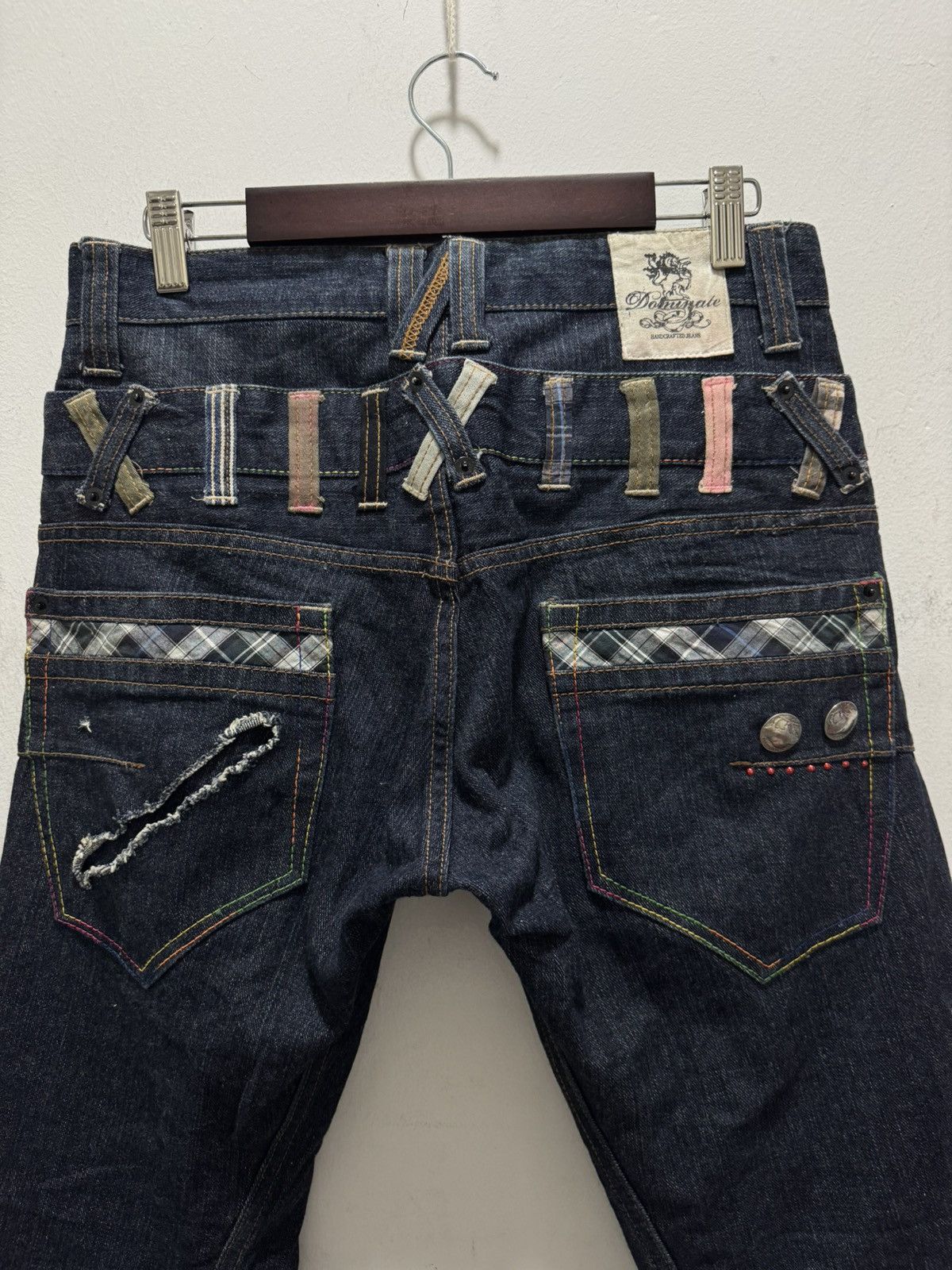 Japanese Brand VINTAGE DOMINATE DOUBLE WAIST CURVED PUNK STYLE DENIM Size US 30 / EU 46 - 10 Thumbnail