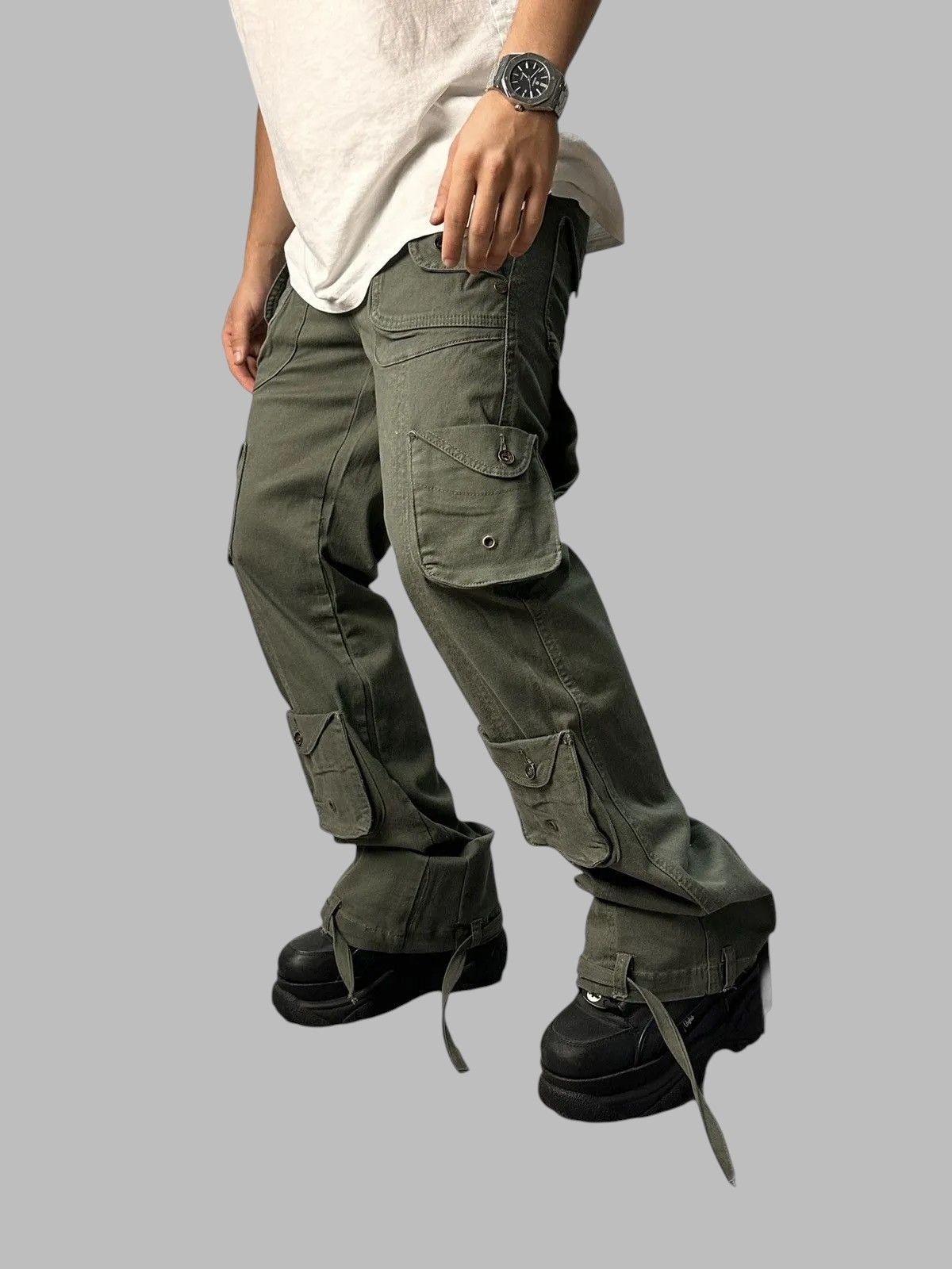 Tornado Mart Coating Gimmick Flare Cargo Pants TornadoMart Zip