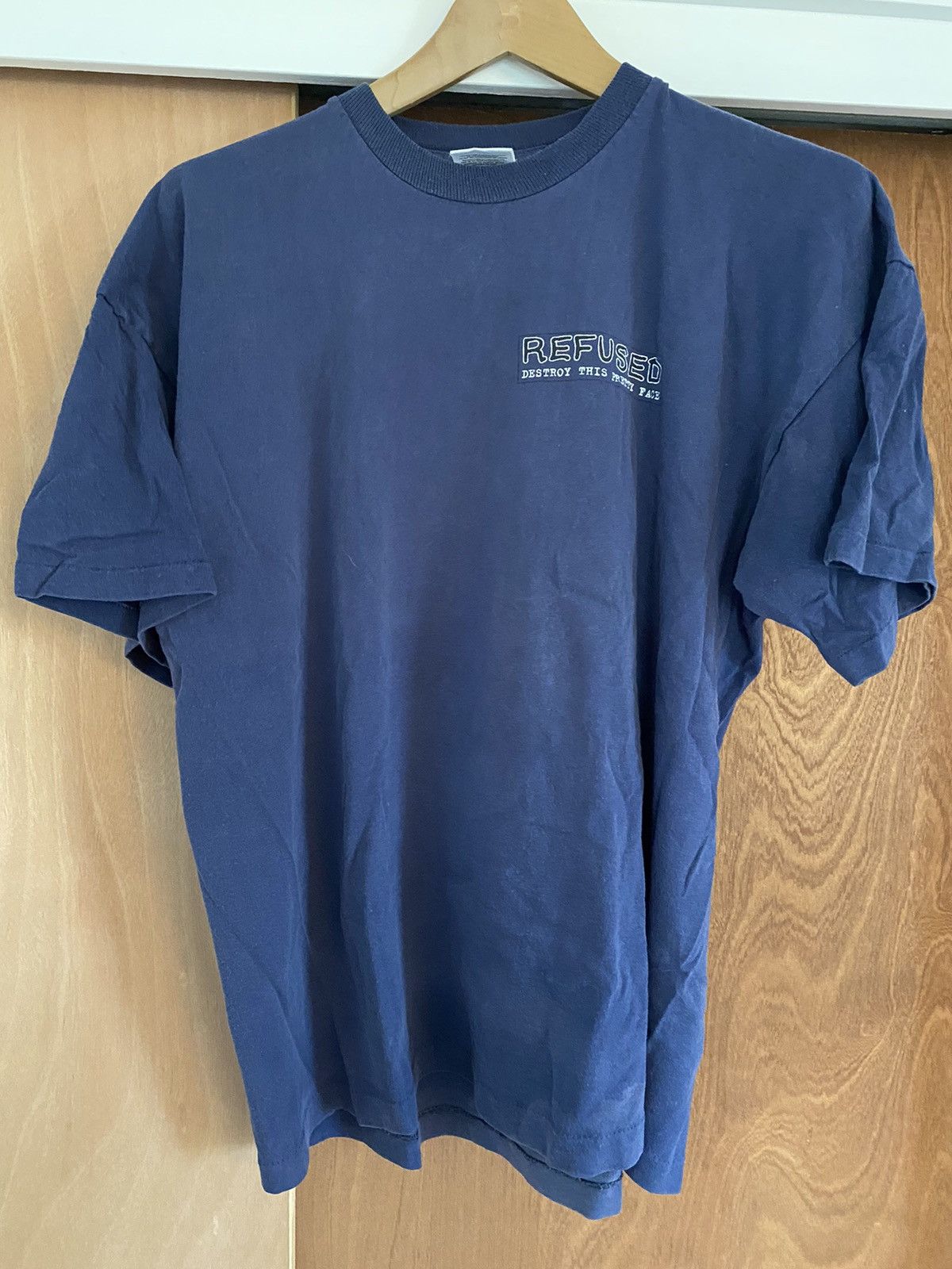 Image of Vintage Refused 1994 European Tour Shirt - Sassy in Blue, Men's (Size XL)