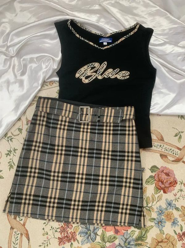 Burberry Burberry Blue Plaid Cotton Skirt for Women Size 36" / US 14 / IT 50 - 1 Thumbnail