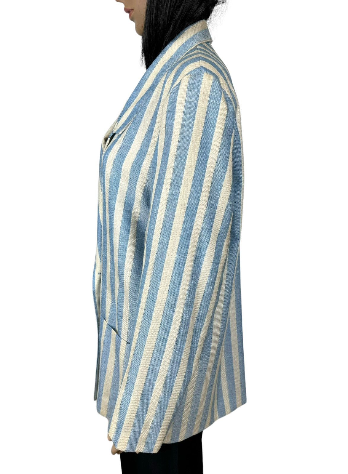 Ganni Ganni Striped Double-Breasted Linen-Cotton Blazer size M Size M / US 6-8 / IT 42-44 - 9 Thumbnail
