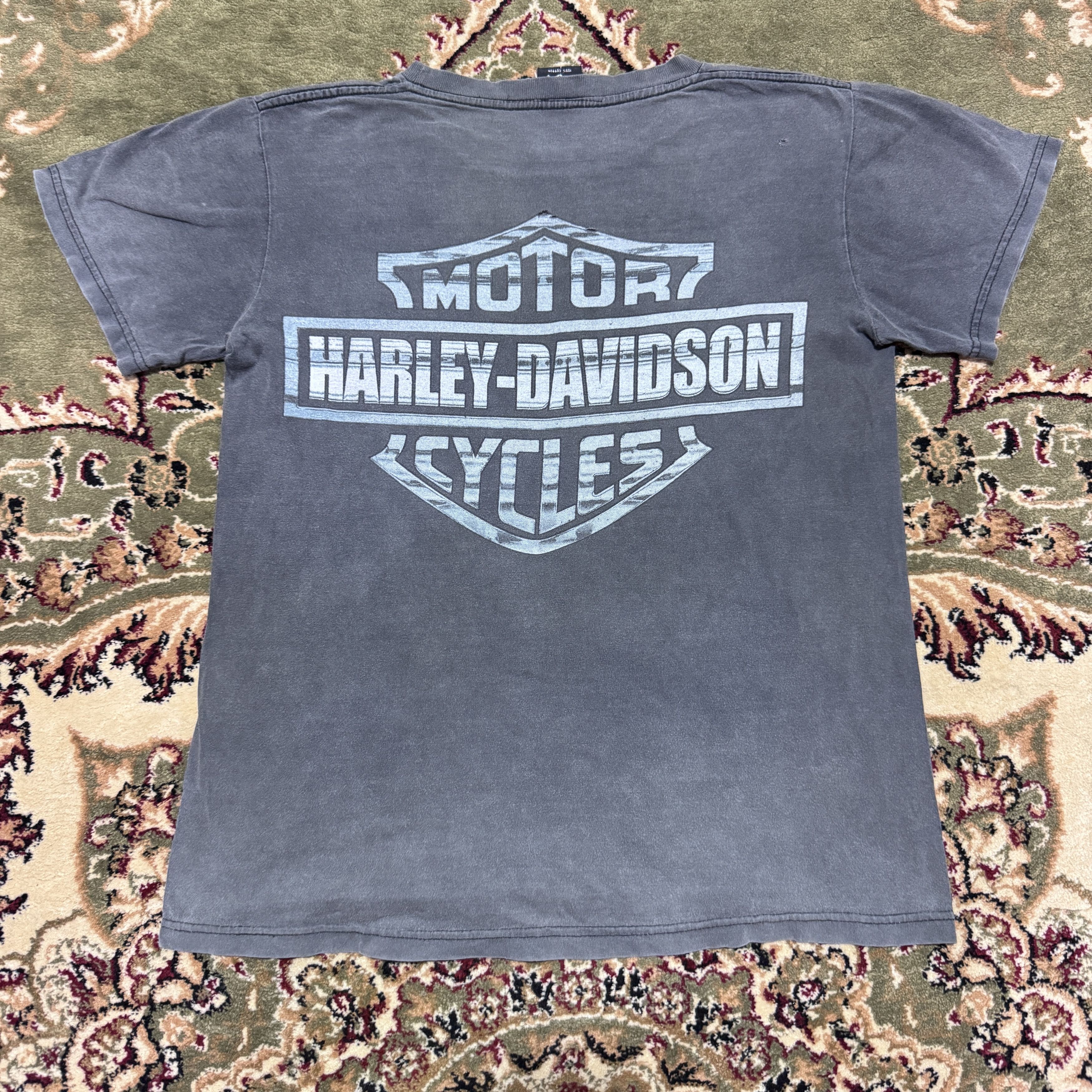 Vintage Vintage Harley Davidson Distressed Sun Faded T shirt Size US L / EU 52-54 / 3 - 2 Thumbnail