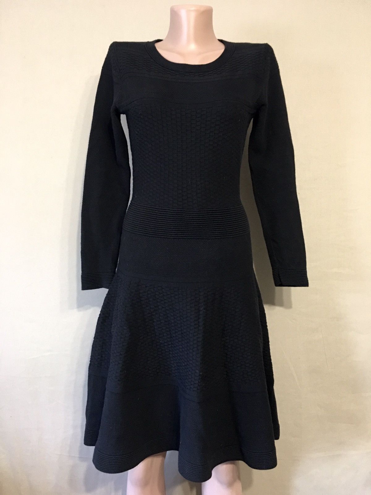 Sandro SANDRO Paris Black Knit Cotton Long Sleeve Dress Size 2 Size M / US 6-8 / IT 42-44 - 2 Thumbnail