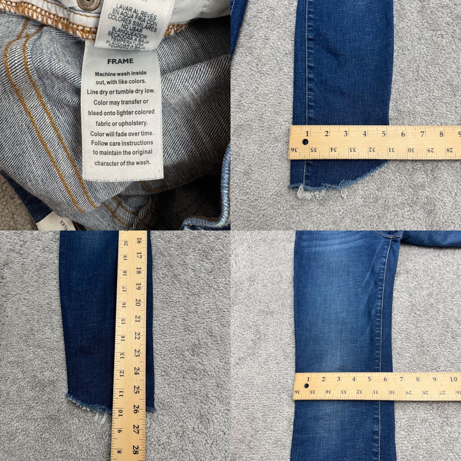 Frame Frame Le Skinny De Jeanne Crop Denim Jeans Womens 27 Work Wash Raw Frayed Hem Size 27" / US 4 / IT 40 - 9 Thumbnail