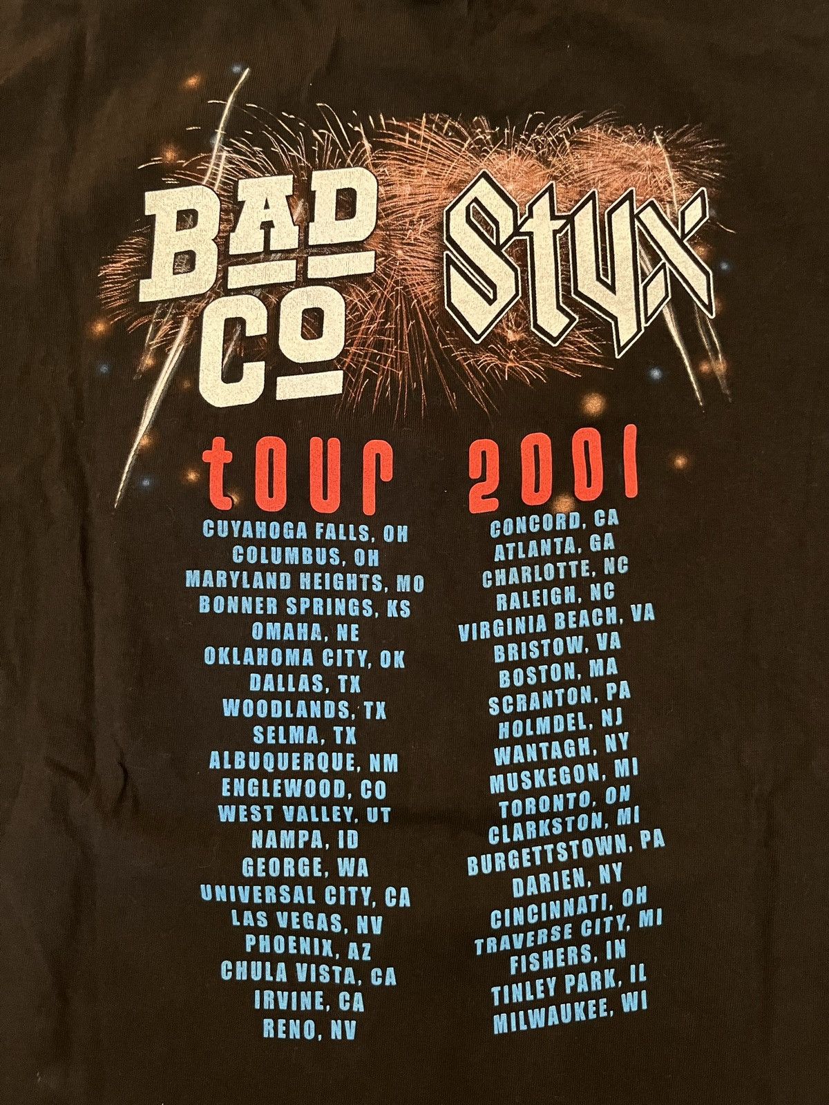 Vintage 2001 Styx and Bad Co. Tour t-shirt Size US L / EU 52-54 / 3 - 5 Thumbnail