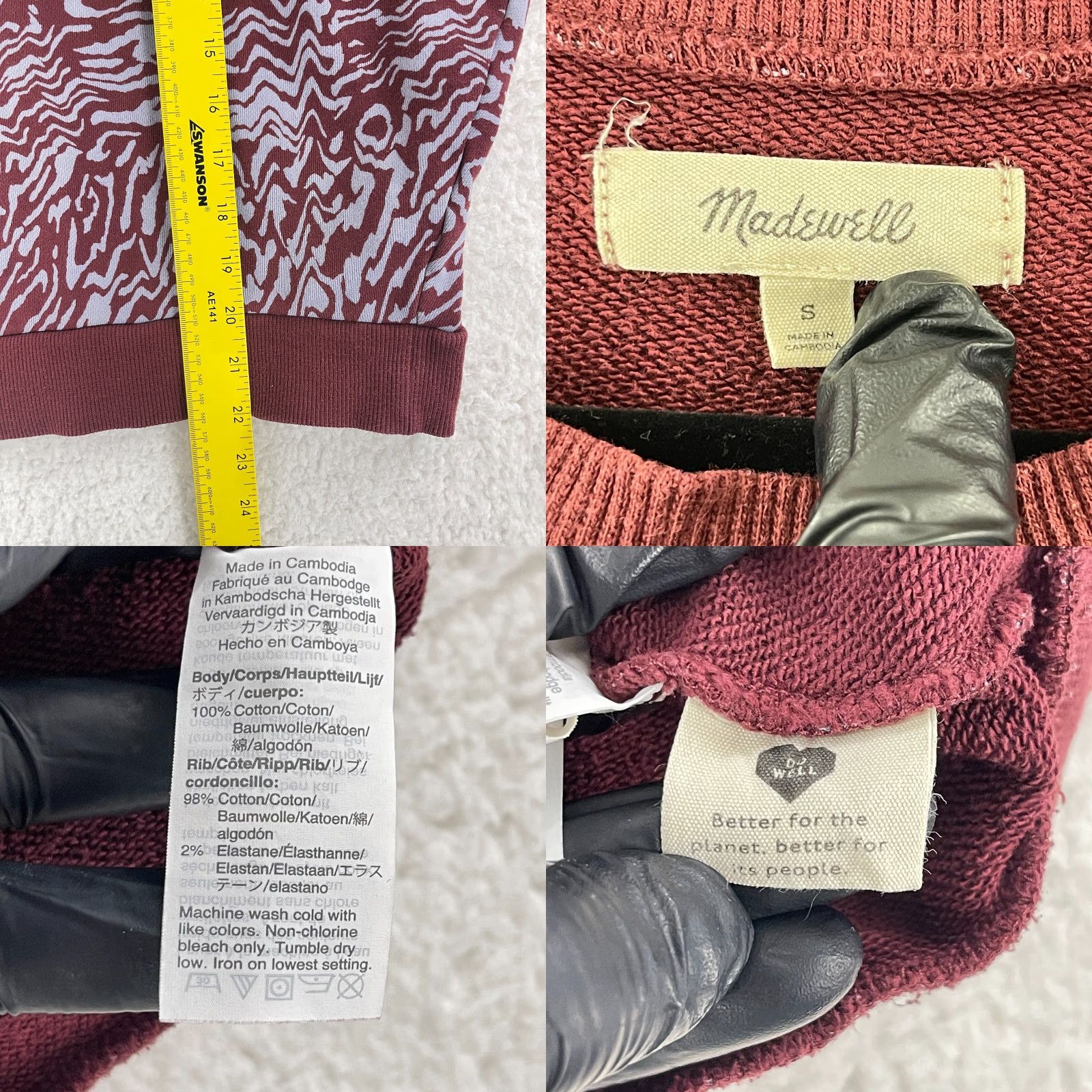Madewell Madewell Sweater Womens Small Burgundy Tiger Print Crew Neck Long Sleeve Casual Size S / US 4 / IT 40 - 8 Thumbnail
