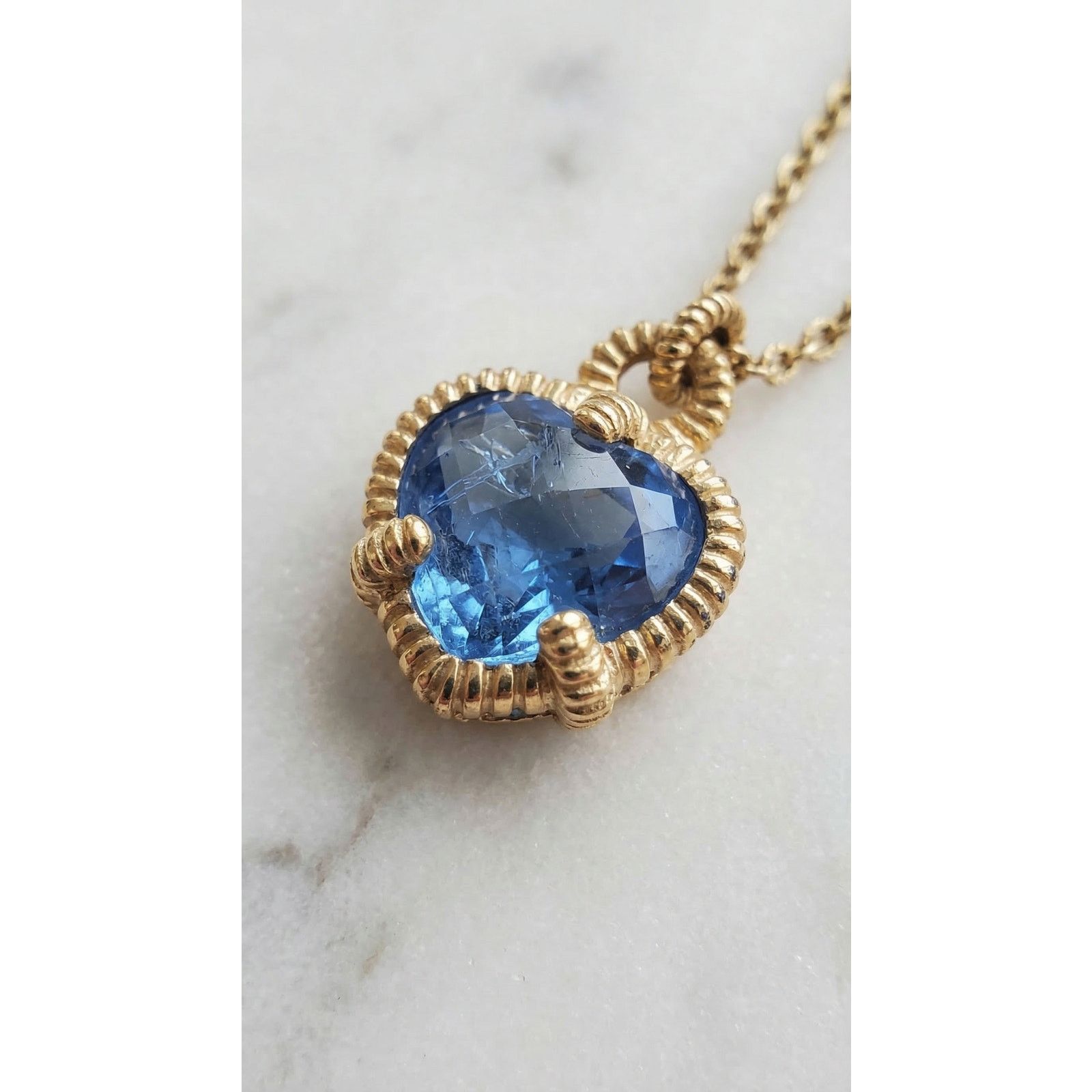 Judith Ripka Judith Ripka Blue Heart Chain Sterling Silver Necklace Size ONE SIZE - 3 Thumbnail