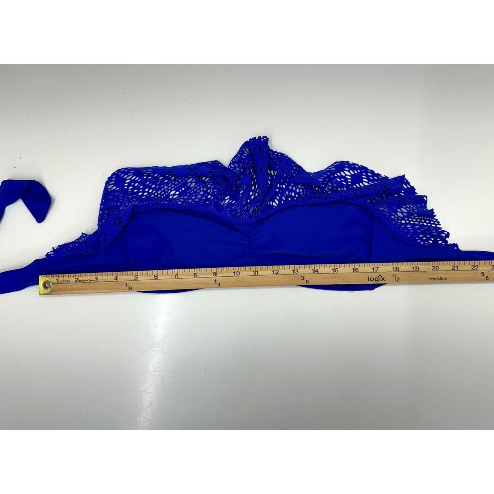 American Eagle Outfitters American Eagle Outfitters Bandeau Bikini Top Women M Blue Crochet Layover Beach Comfort Adjustable Padded Summer 90s, Womens Size M / US 6-8 / IT 42-44 - 7 Thumbnail