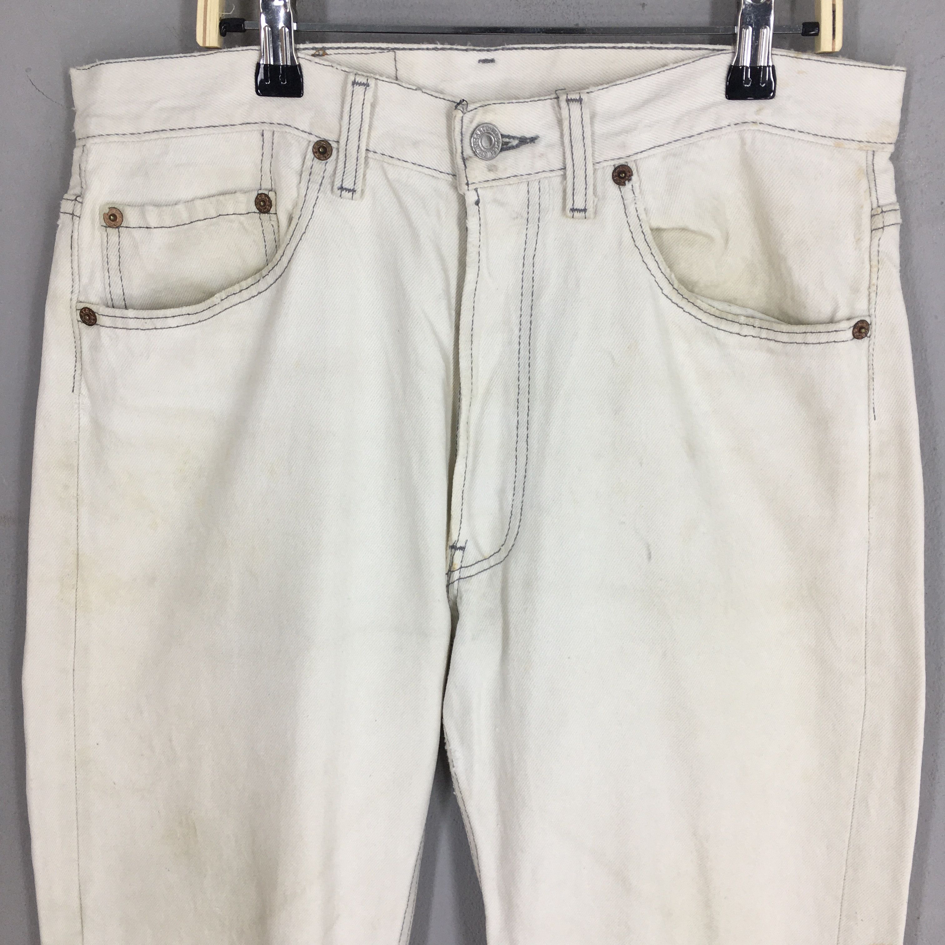 Levi's Size 30x33 Vintage 90s Levi's 501 Dirty Denim White Jeans Size US 30 / EU 46 - 2 Thumbnail