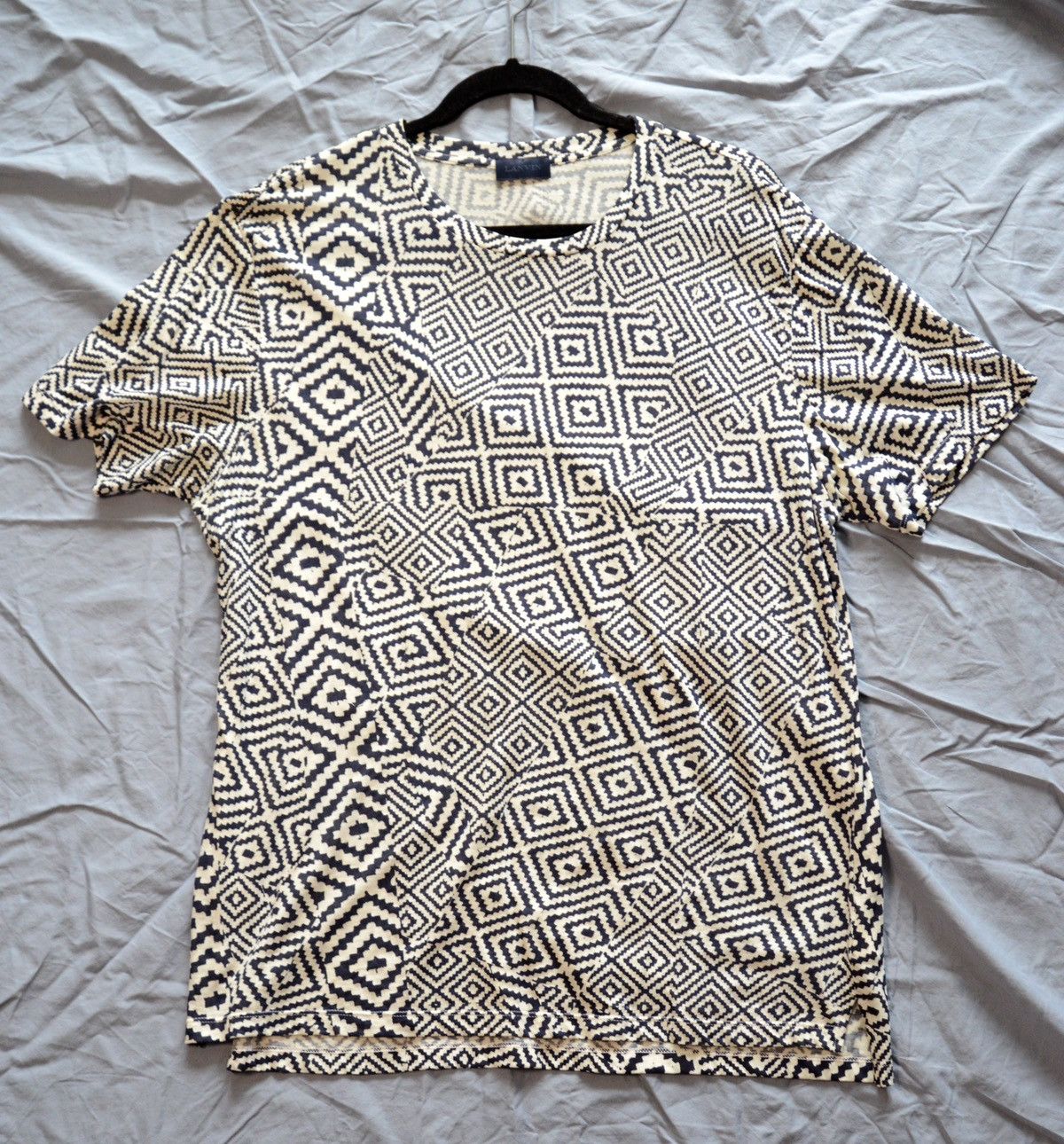 image of Lanvin Geometric Print Tshirt in White, Men's (Size XL)