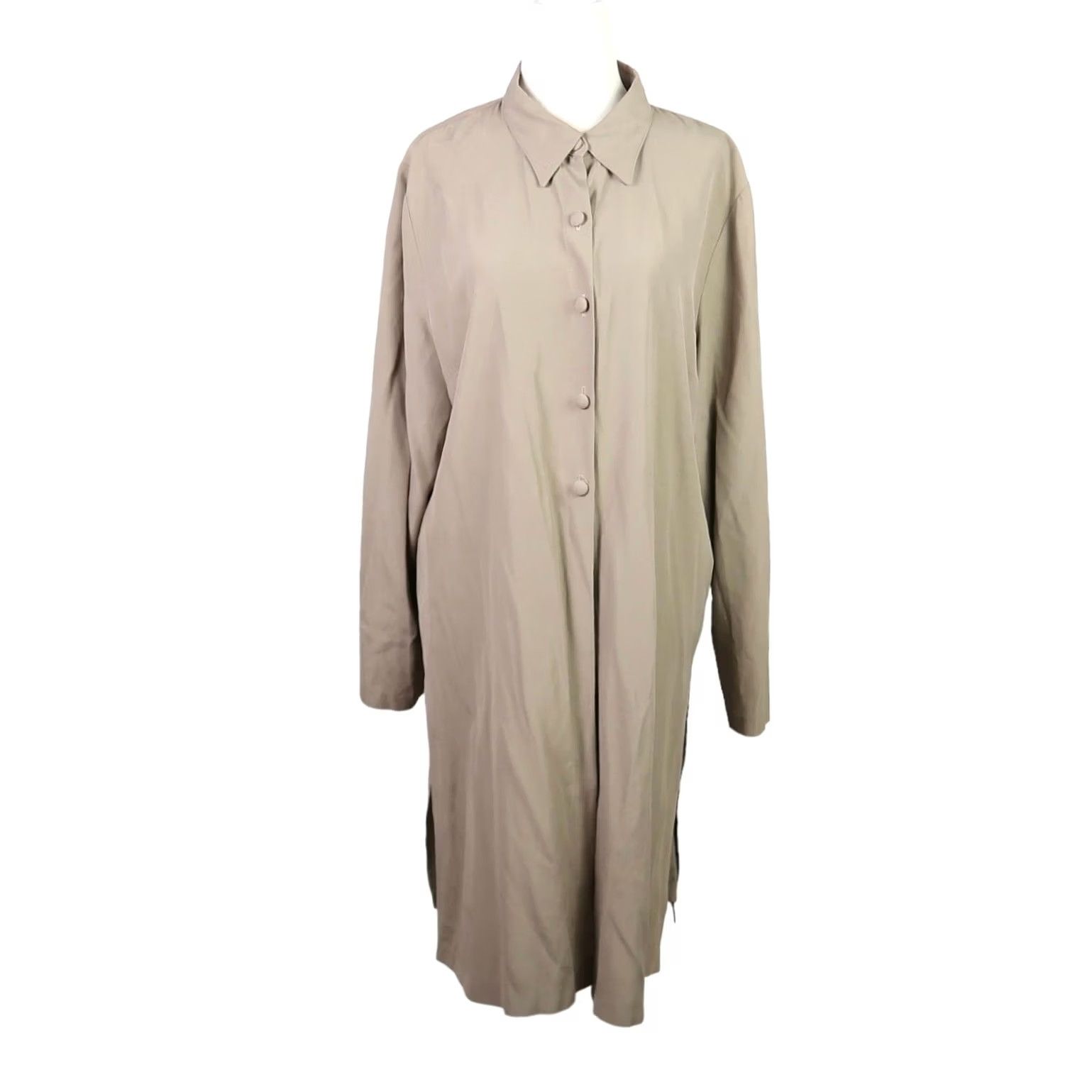 Vintage VINTAGE Wild Rose 90s Button-Up Tunic Top Long Sleeve Tan Taupe Size 12 Womens Casual Size XL / US 12-14 / IT 48-50 - 2 Thumbnail