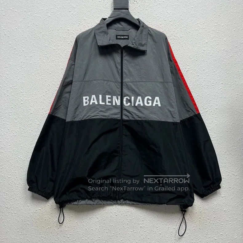 Balenciaga Three Color Patchwork Big Logo Nylon Windbreake