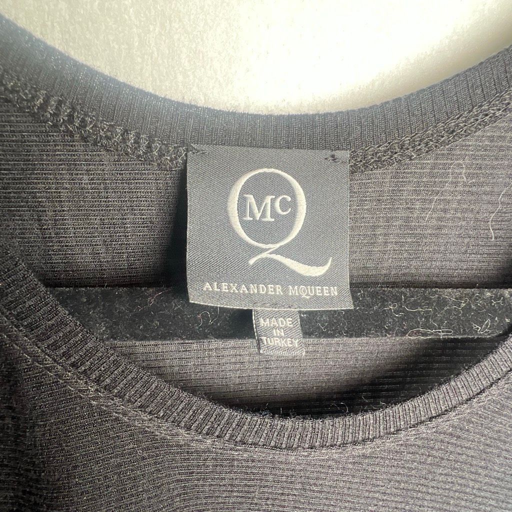 McQ Alexander McQueen Alexander McQueen McQ Black Ribbed Wool Bland Draped Midi Dress Size M (049) Size M / US 6-8 / IT 42-44 - 11 Thumbnail