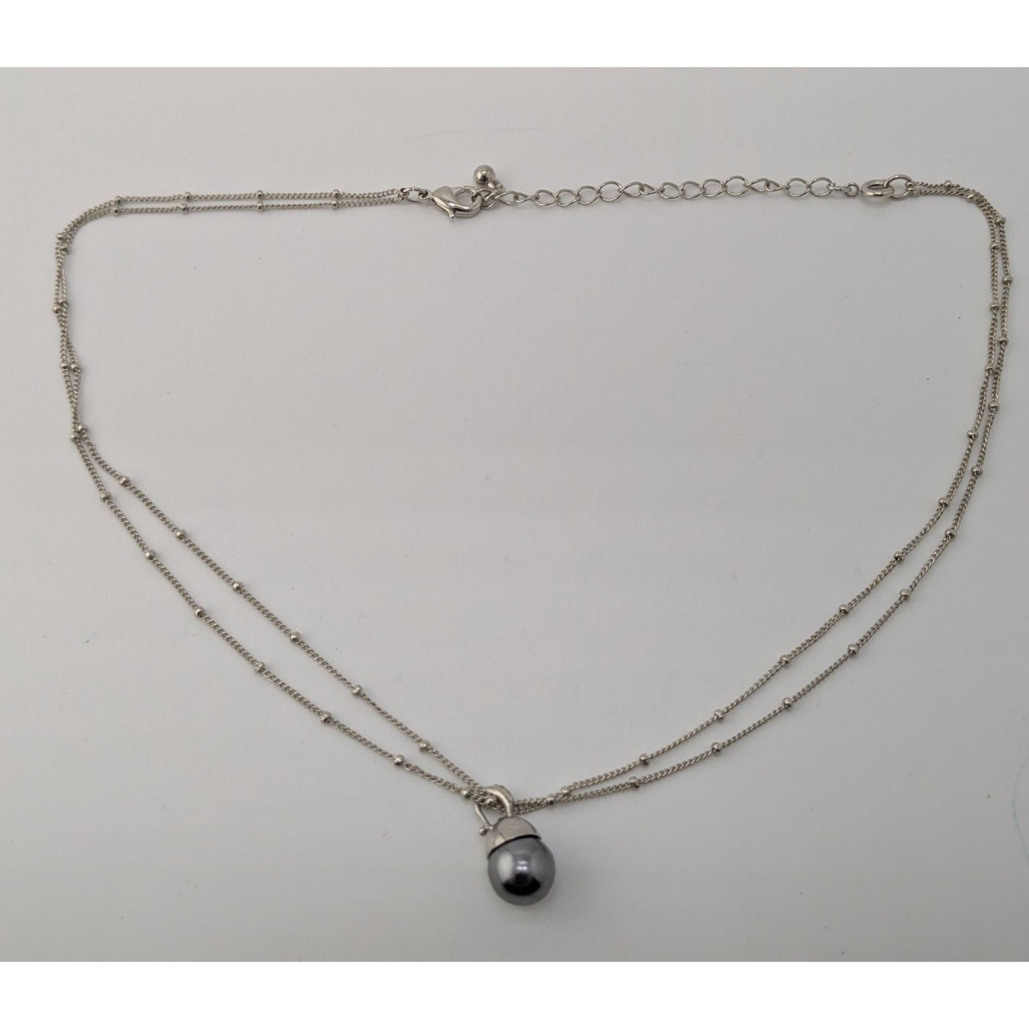 Other Minimalist Dainty Silver Tone Double-Strand Necklace With Si Size ONE SIZE - 5 Thumbnail