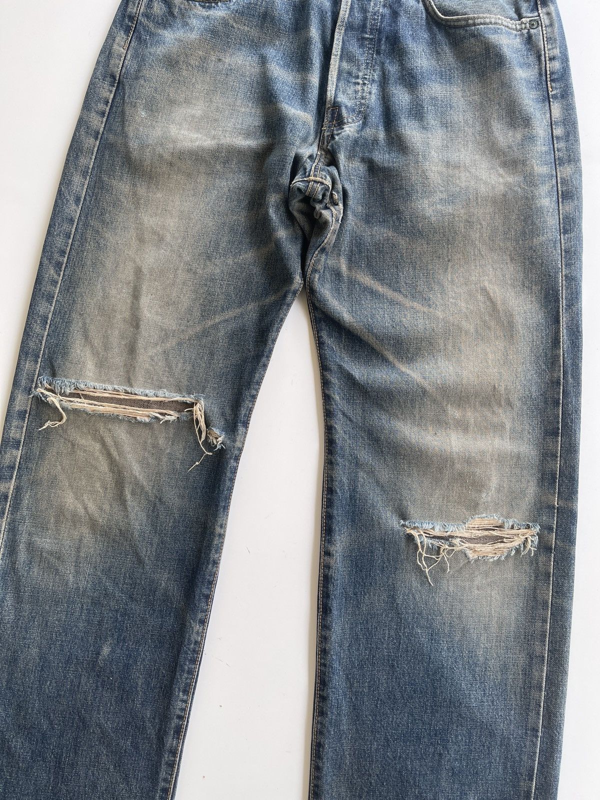 Edwin Vintage Edwin 505 Distressed Selvedge Mudd Jeans Size US 30 / EU 46 - 8 Thumbnail