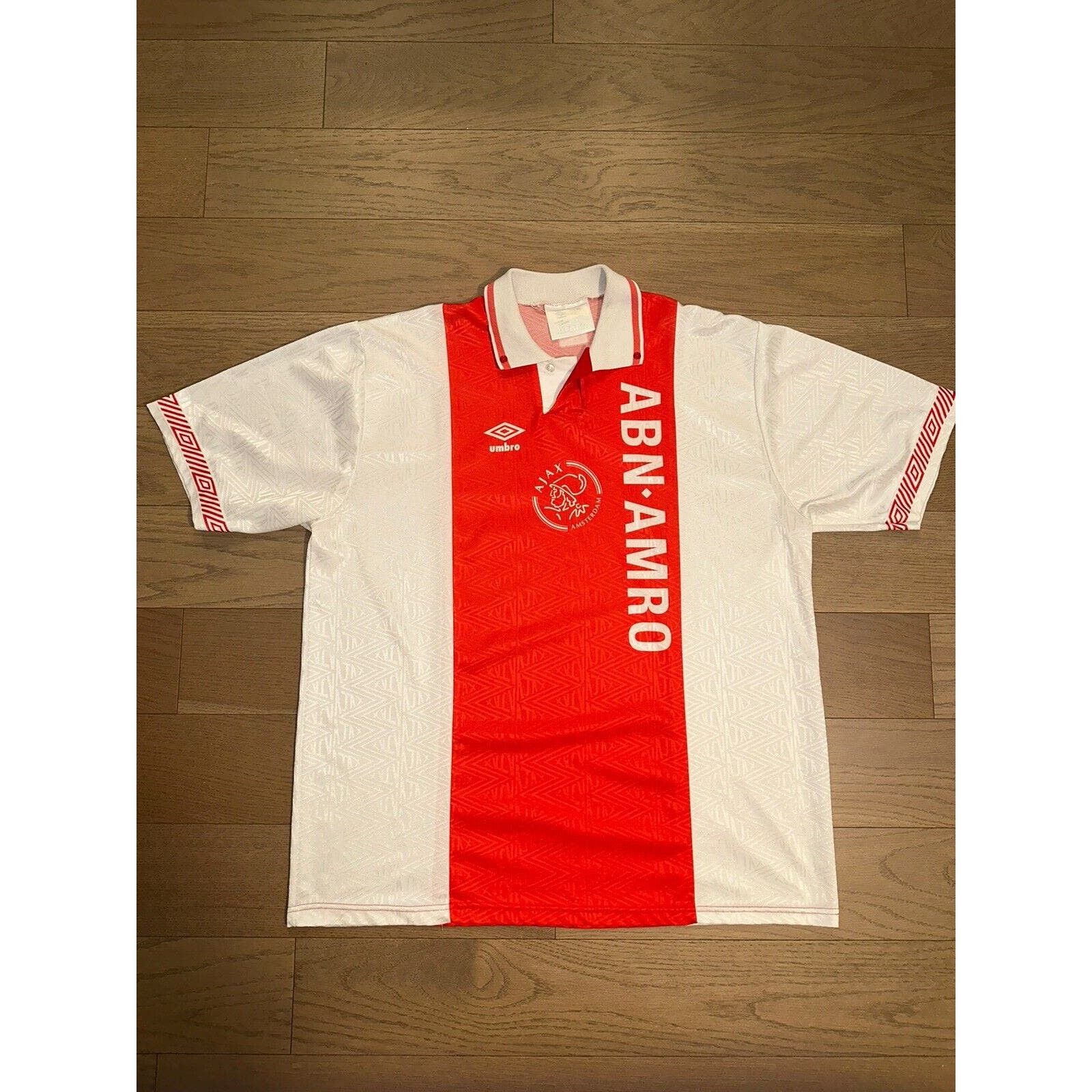 Image of Ajax 1992 Home Football Jersey Umbro Vintage Size XL in White, Men's