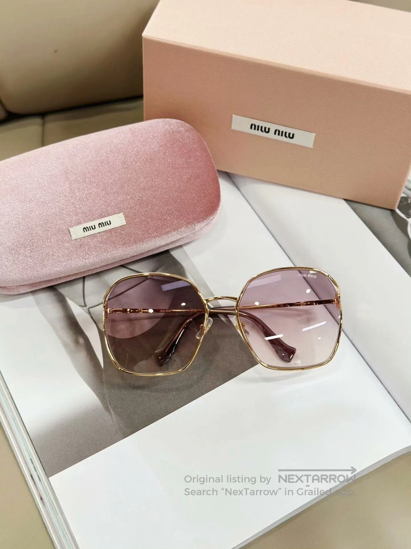Miu Miu MIUMIU Gold Square-Round Oversized Sunglasses. Size ONE SIZE - 1 Thumbnail