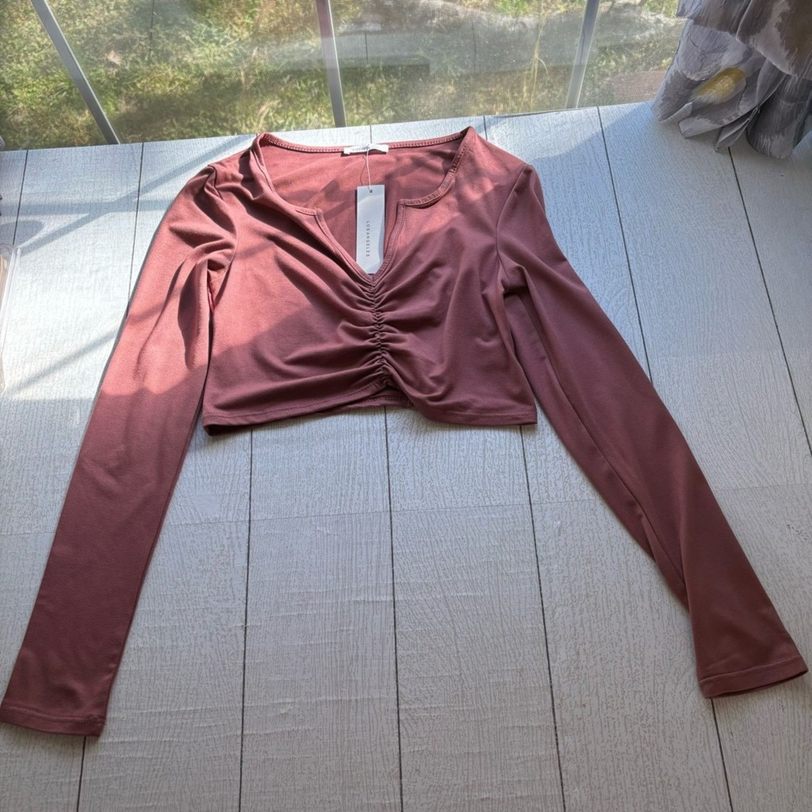 Other Timing Marsala Ruched Crop Top Large NWT Size L / US 10 / IT 46 - 11 Thumbnail