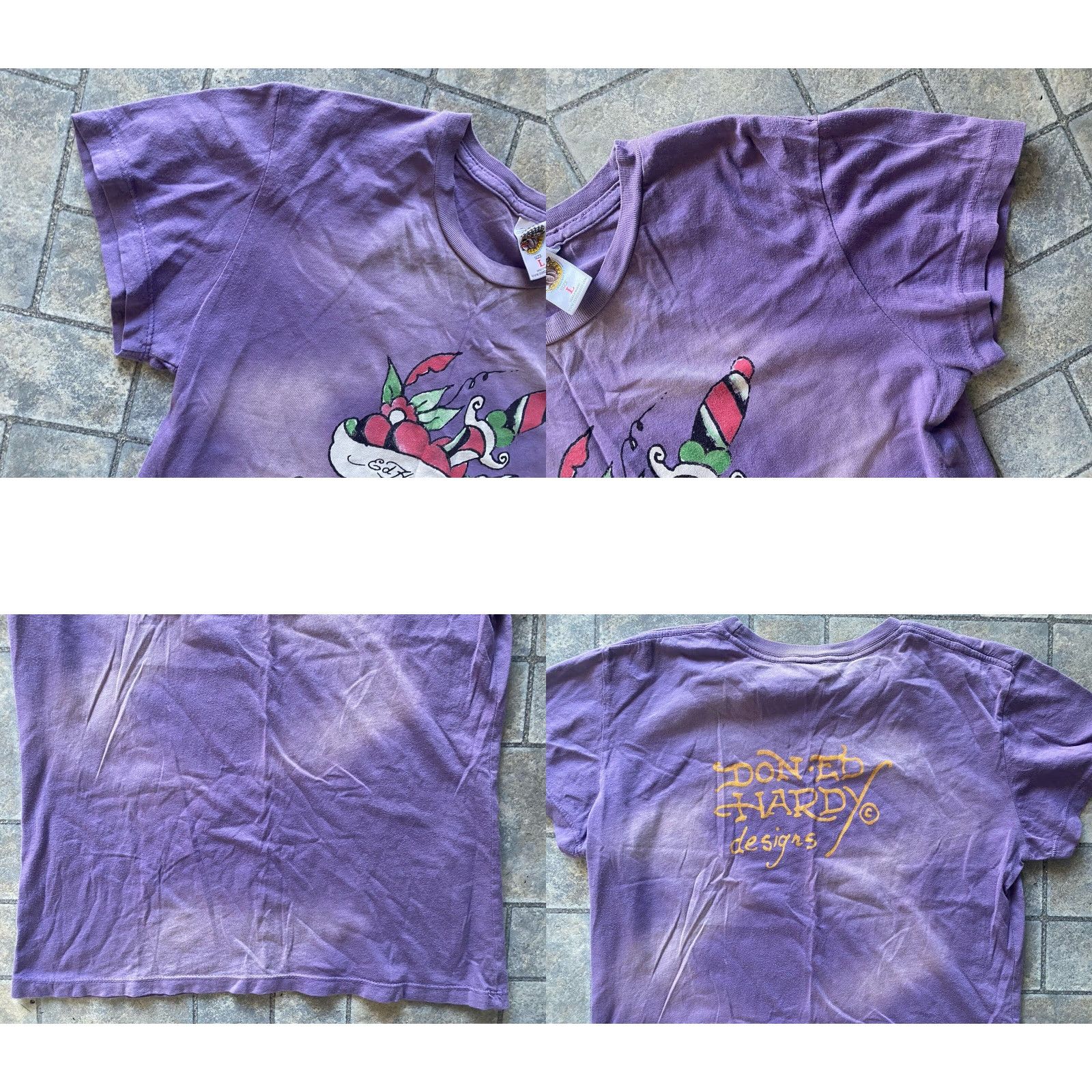 Ed Hardy Ed Hardy T-Shirt Women L Purple Short Sleeve Dagger Heart Knit Shirt Size L / US 10 / IT 46 - 8 Thumbnail