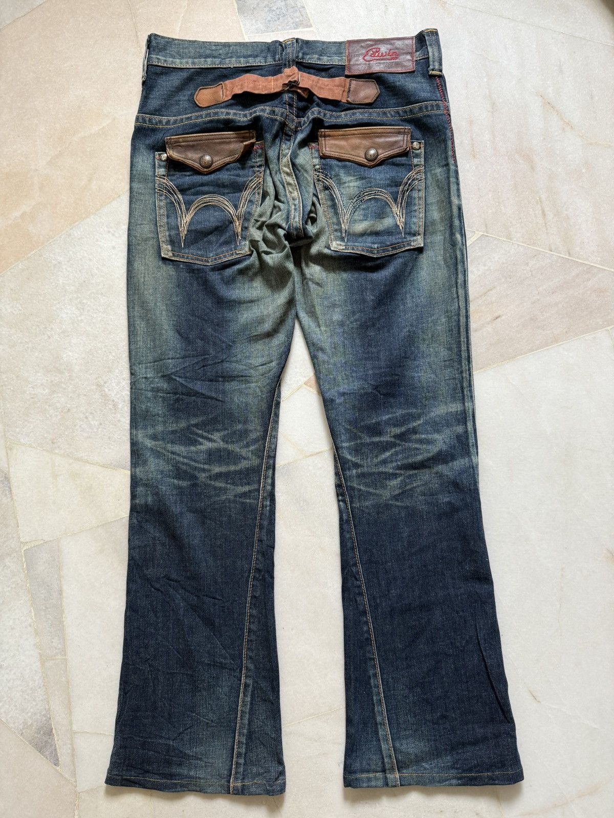 Japanese Brand 90s Vintage Edwin blue trip flare buckle back Size US 32 / EU 48 - 5 Thumbnail