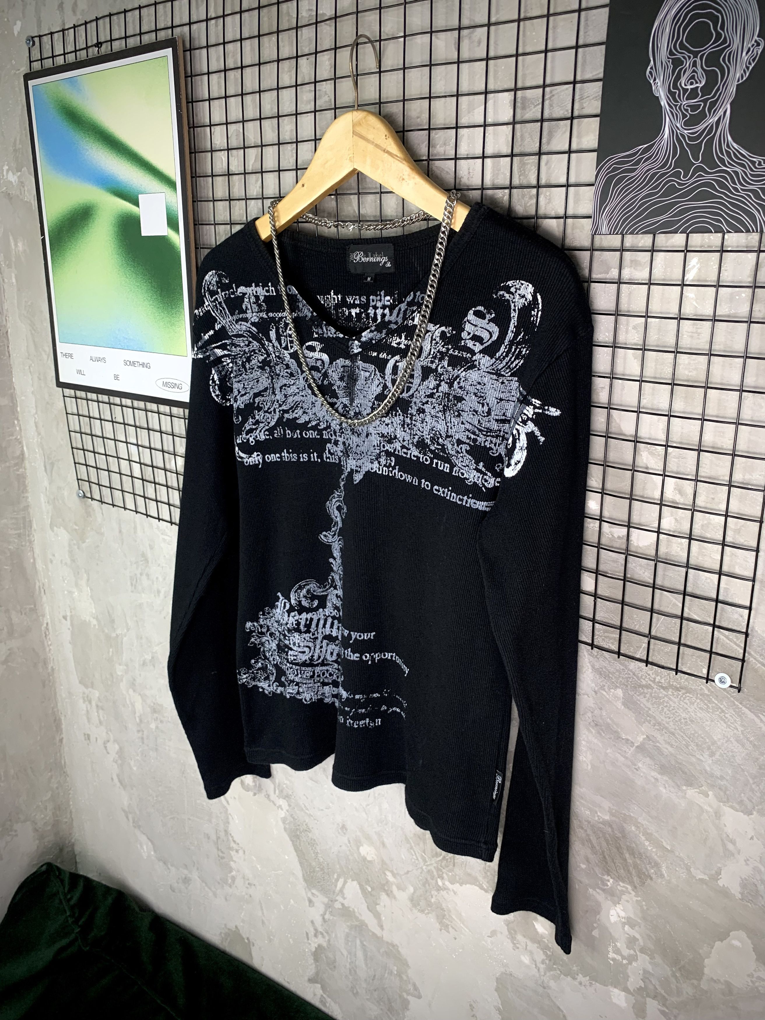 BERNINGS SHO Y2K Bernings Sho Cyber Goth Poem Thermal Long Sleeve Size US M / EU 48-50 / 2 - 2 Thumbnail