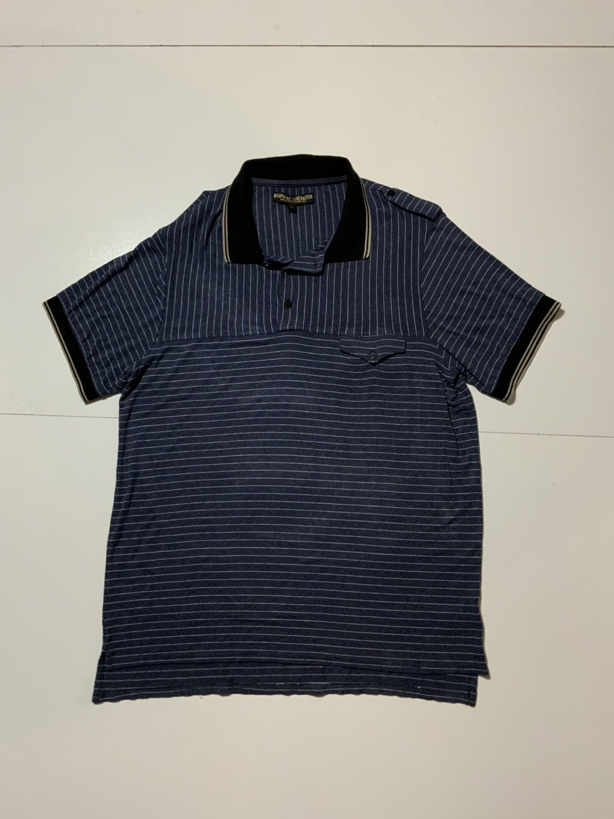 Other Morphine Generation Striped Stretch Rayon Pocket Polo Shirt Size US L / EU 52-54 / 3 - 1 Thumbnail