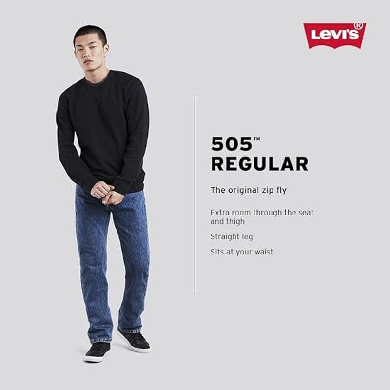 Levi's Levi's Men's 505 Regular Fit Black Denim Jeans 30 x 32 New Size US 30 / EU 46 - 8 Thumbnail
